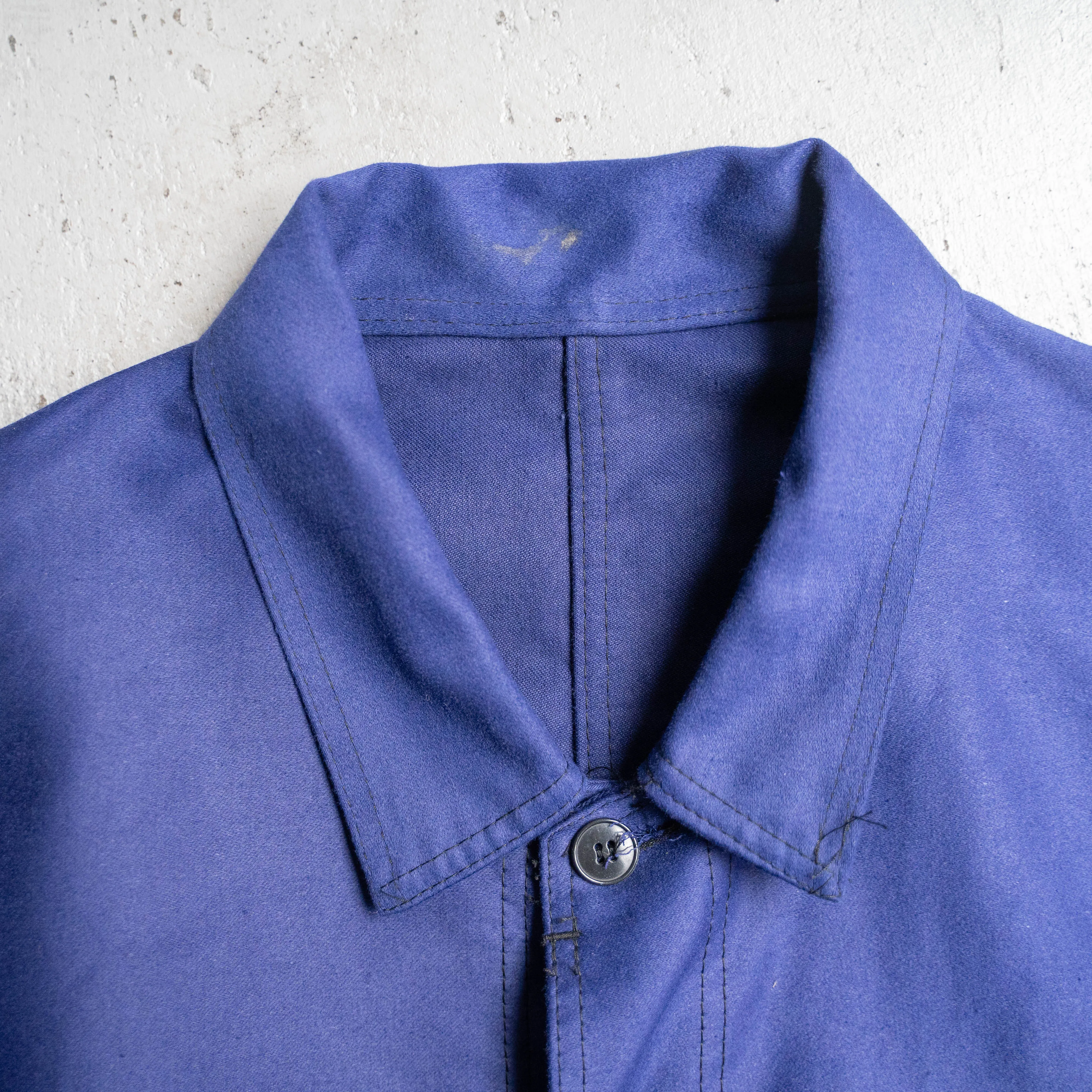 1960-70s France blue moleskin work jacket 'dead stock' -2