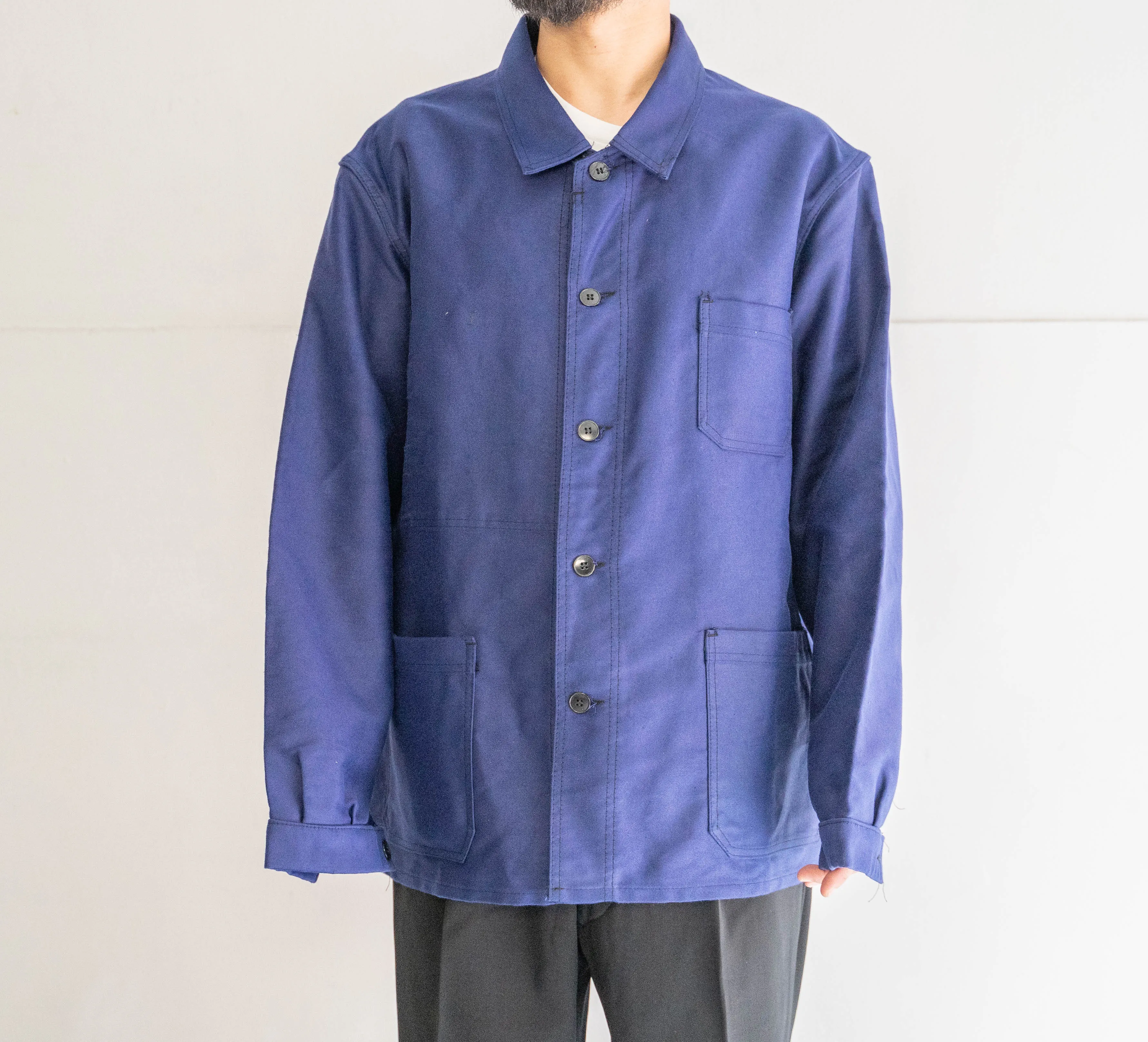 1960-70s France blue moleskin work jacket 'dead stock' -2