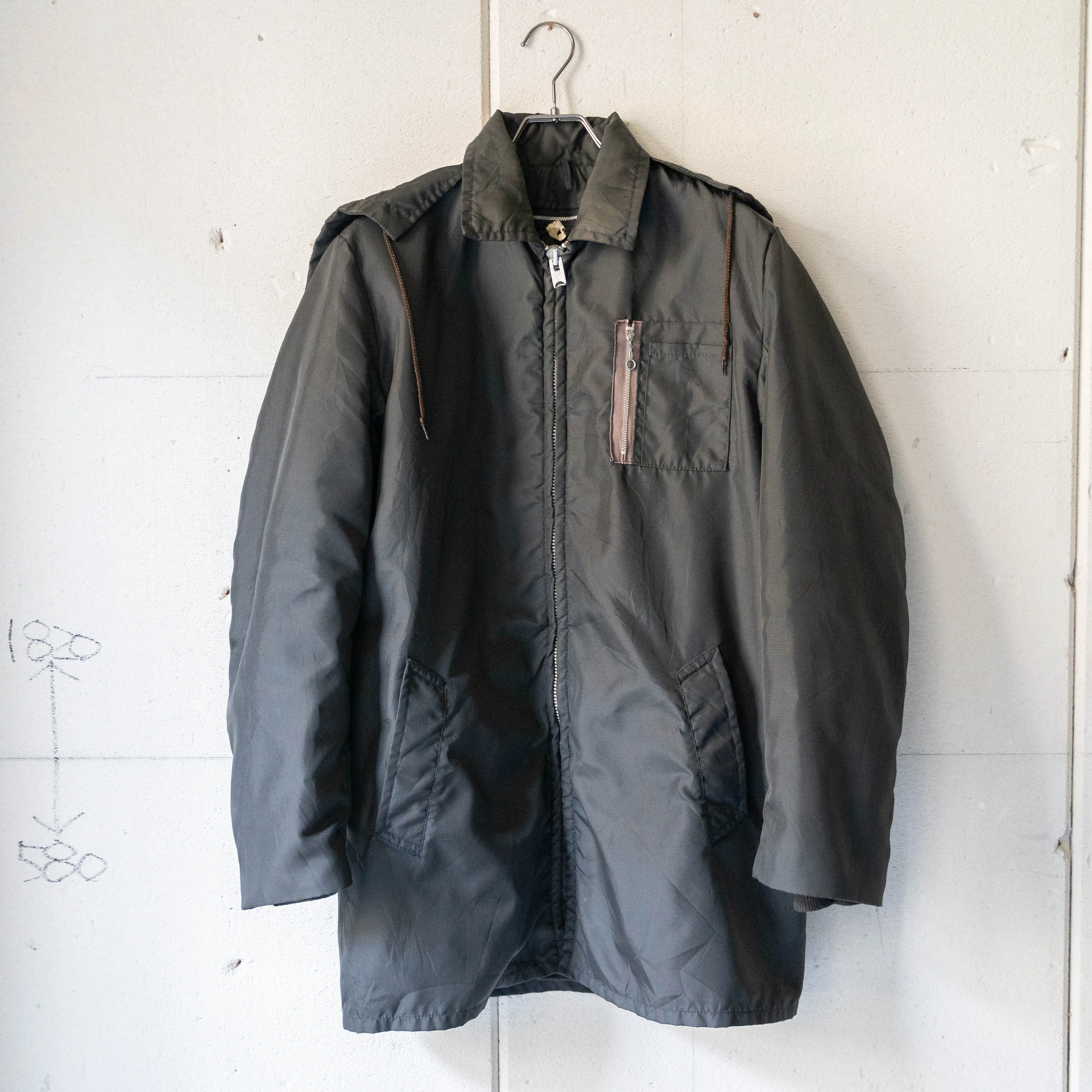 1960-70s USA black color nylon work jacket 'with liner'