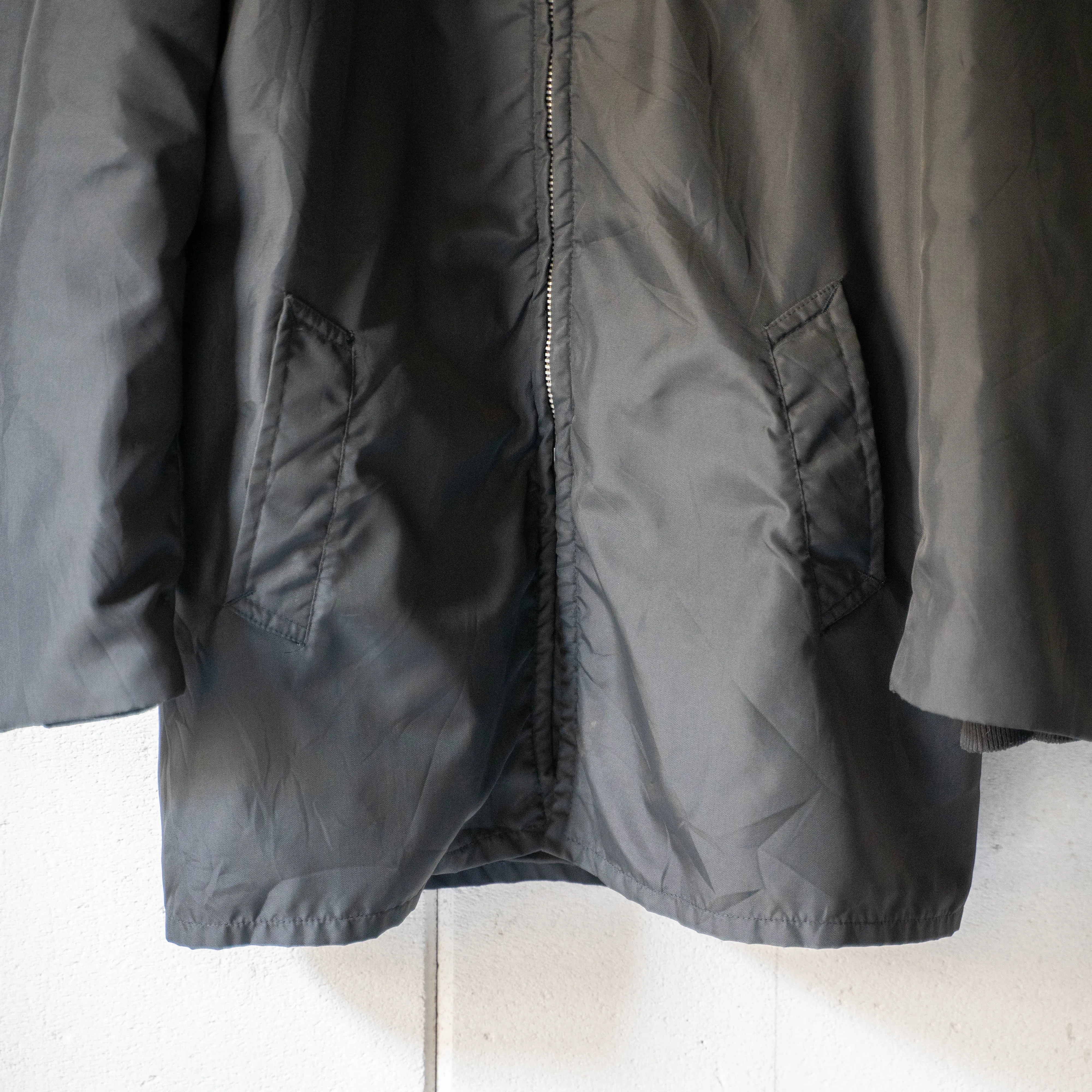 1960-70s USA black color nylon work jacket 'with liner'