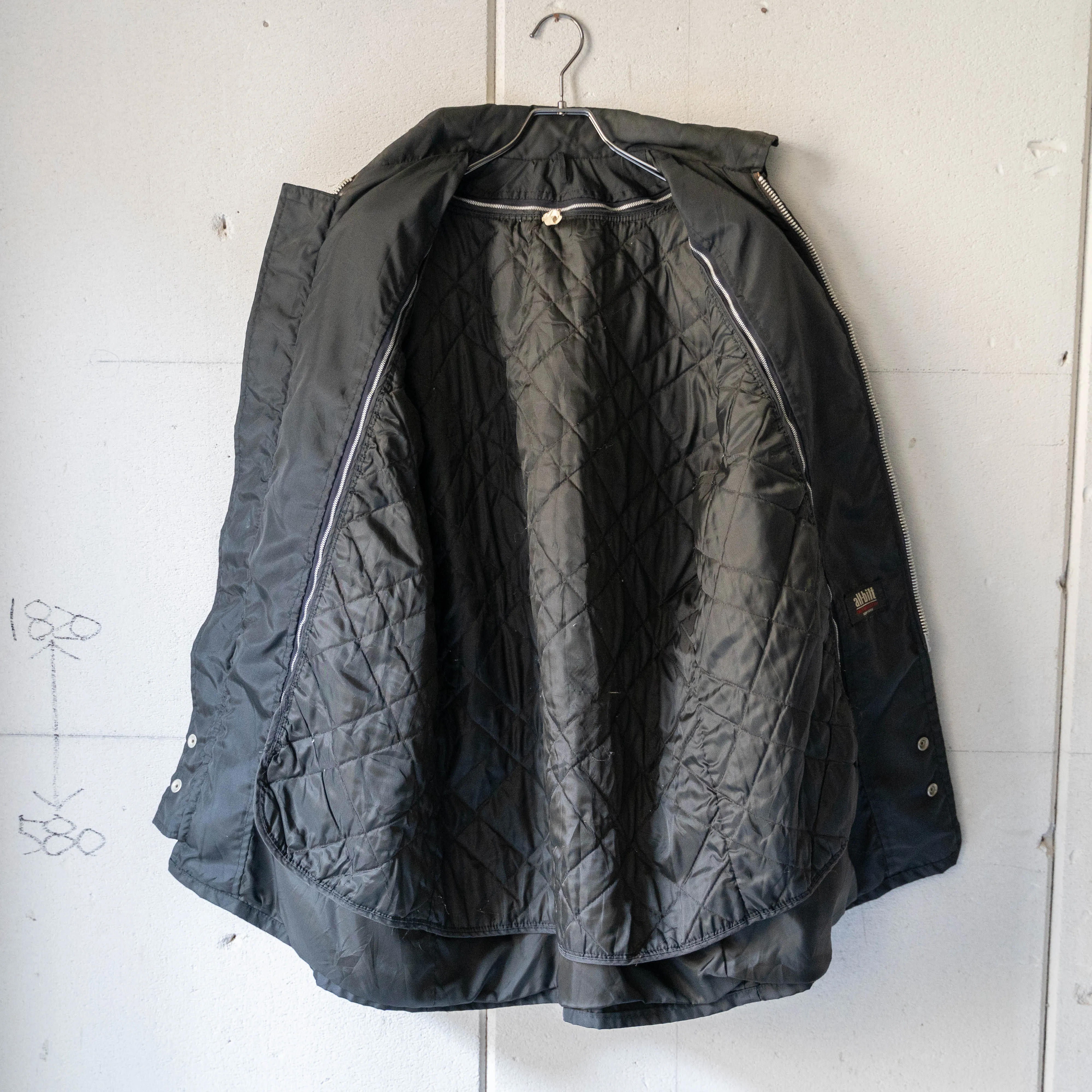 1960-70s USA black color nylon work jacket 'with liner'