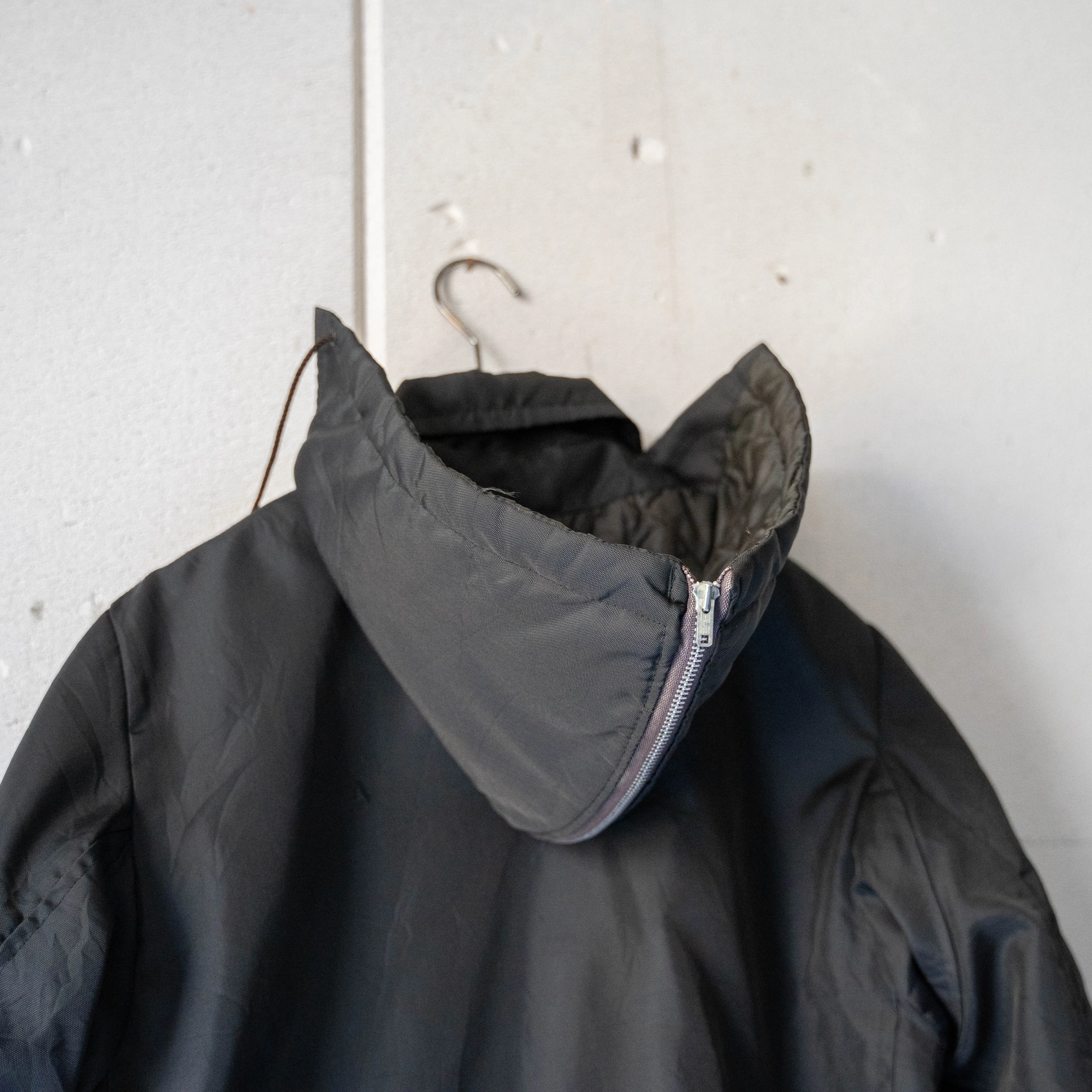 1960-70s USA black color nylon work jacket 'with liner'