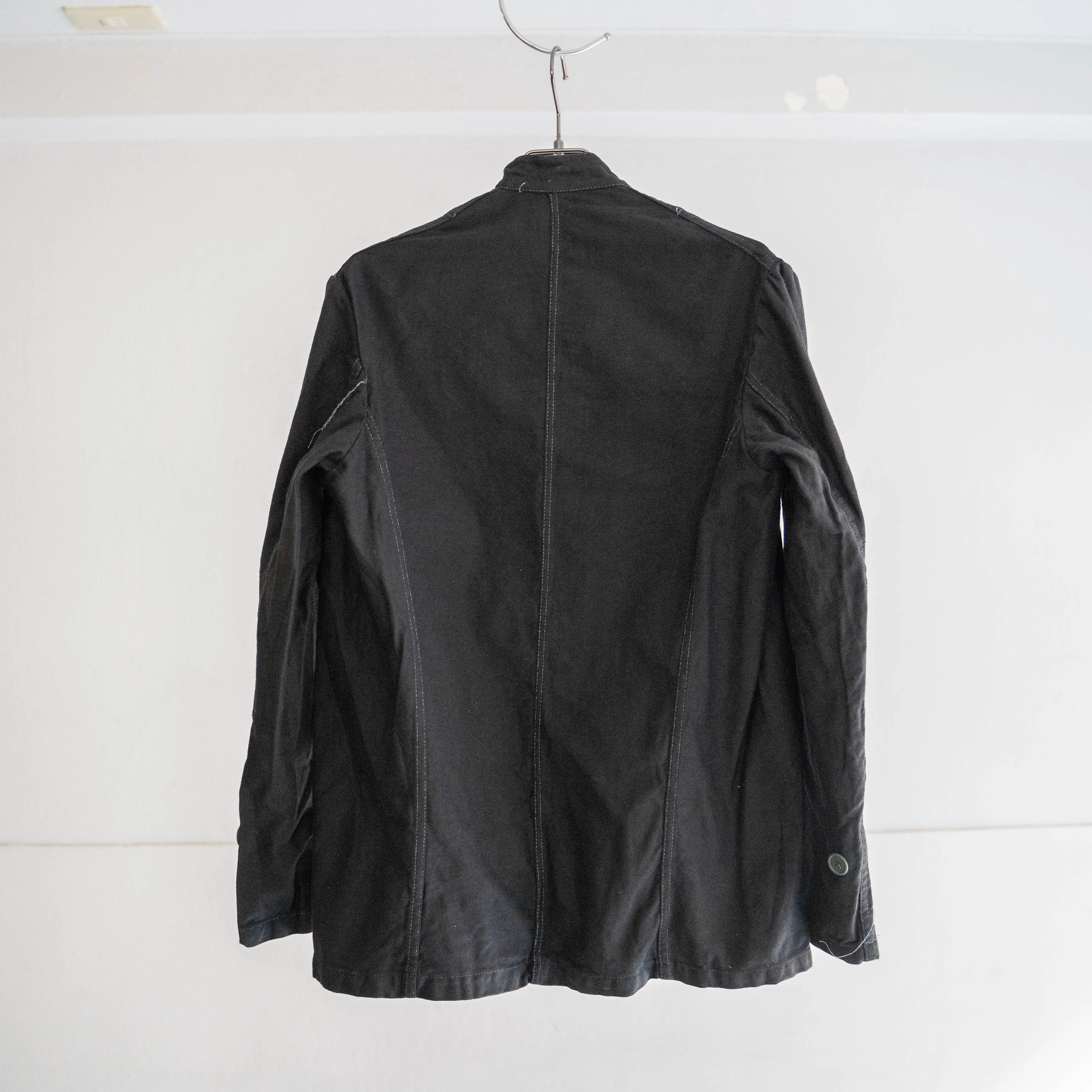 1970-80s Italian military cotton twill chef jacket 'dead stock' -black dyed-