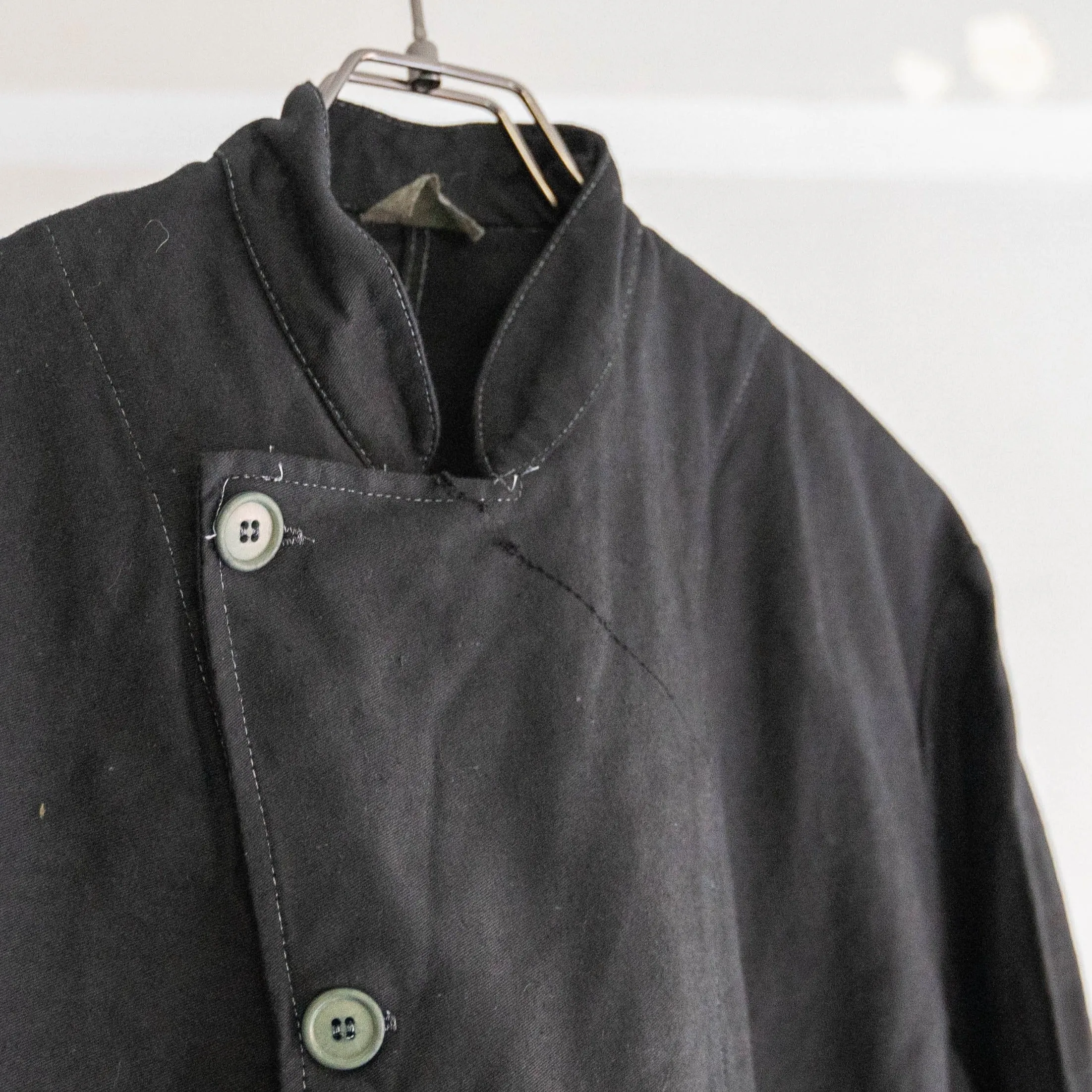 1970-80s Italian military cotton twill chef jacket 'dead stock' -black dyed-