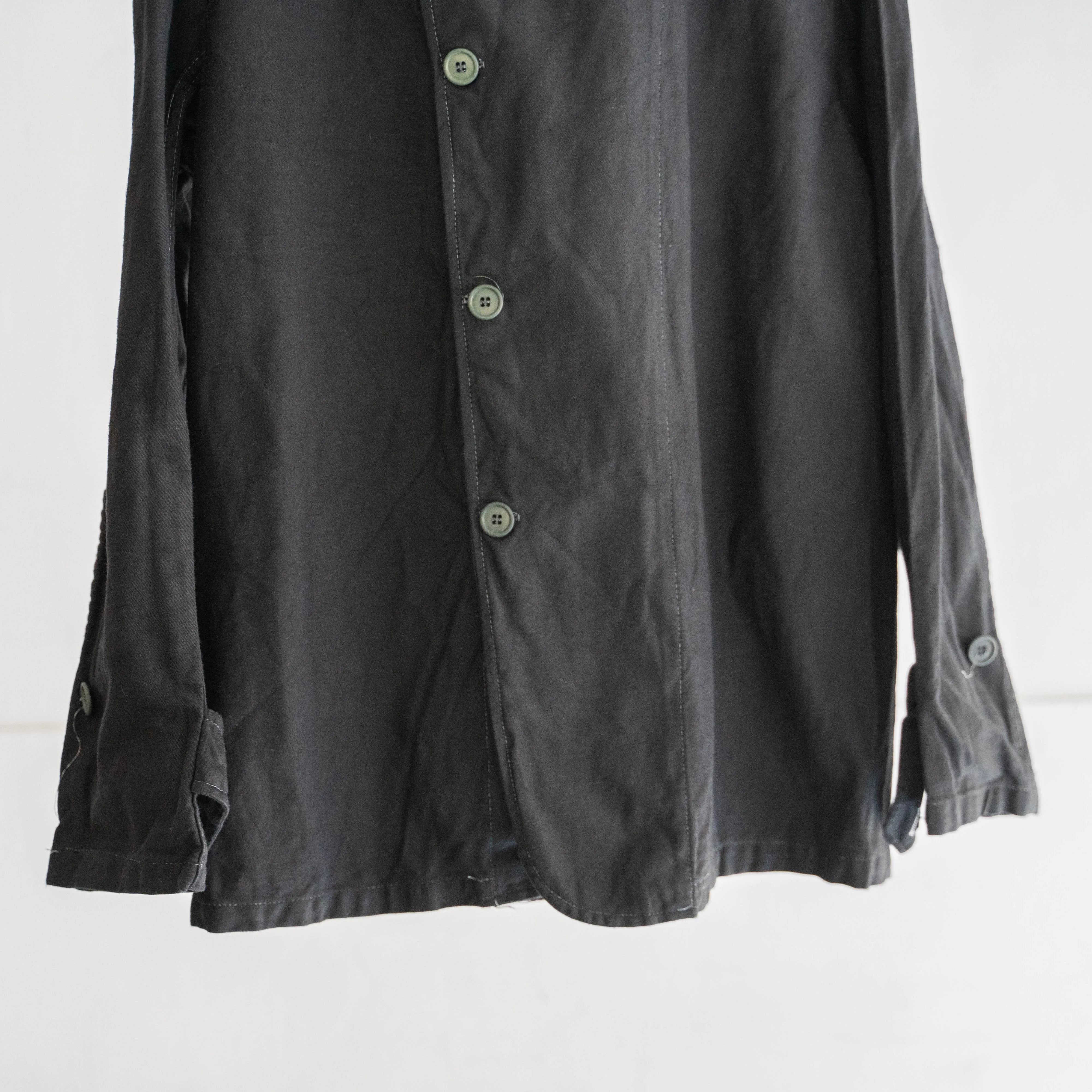 1970-80s Italian military cotton twill chef jacket 'dead stock' -black dyed-