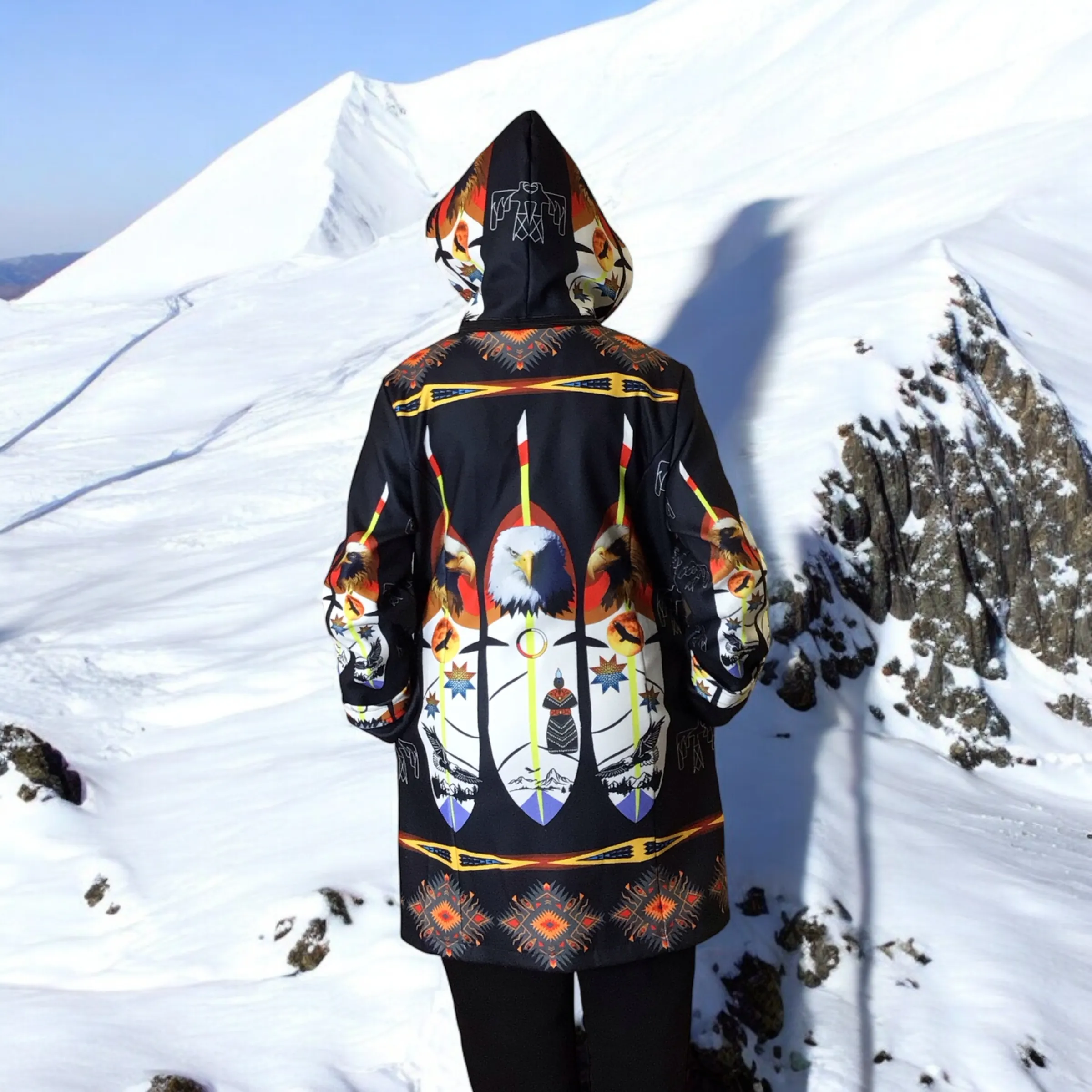 3/4-length Native coat (Eagle) Black