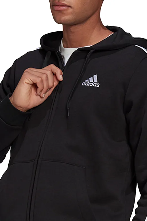 Adidas Mens Essentials Fleece 3 Stripes Full Zip Hoodie <br> GK9051