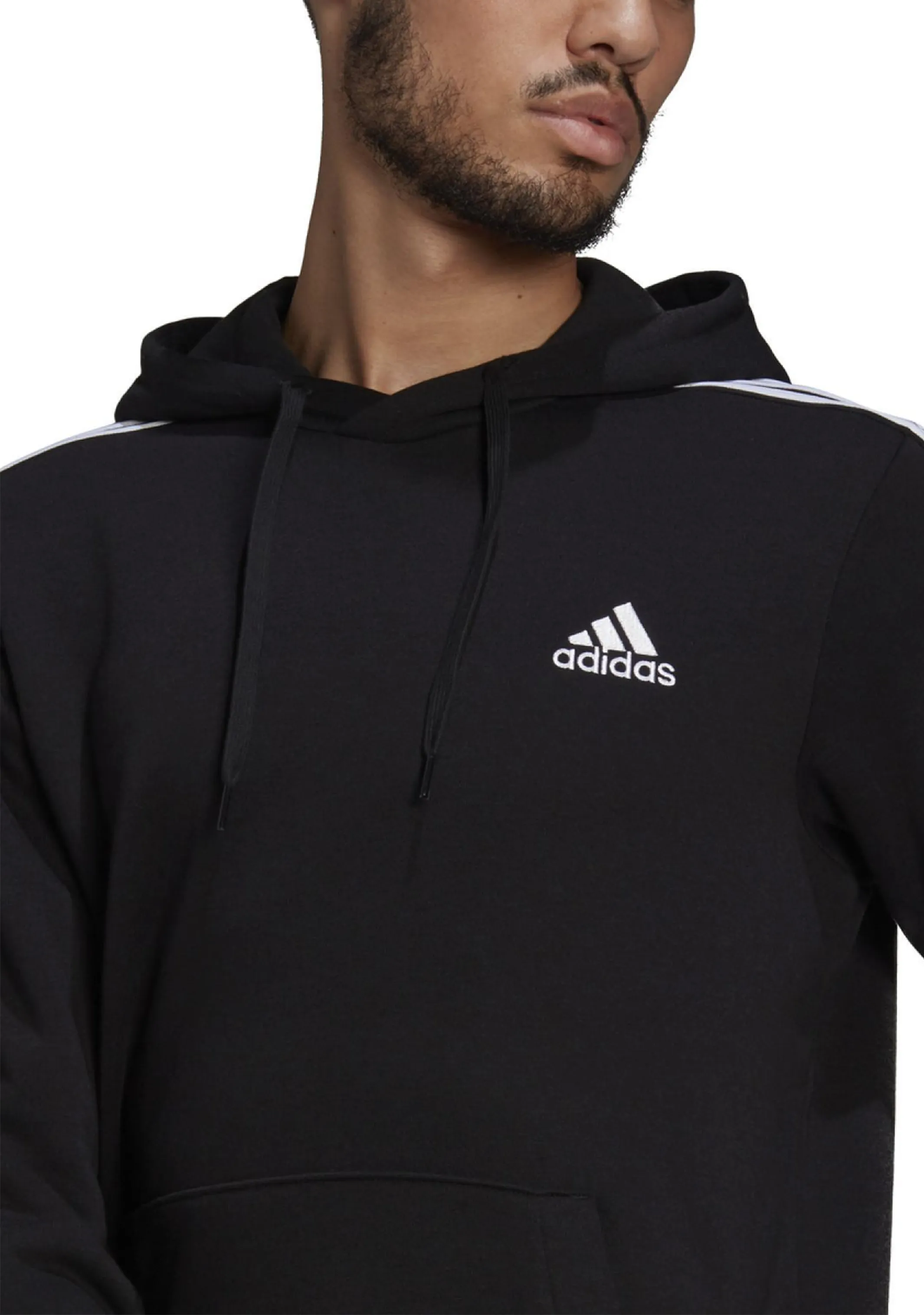 Adidas Mens Essentials Fleece Cut 3 Stripes Hoodie <br> GK9581