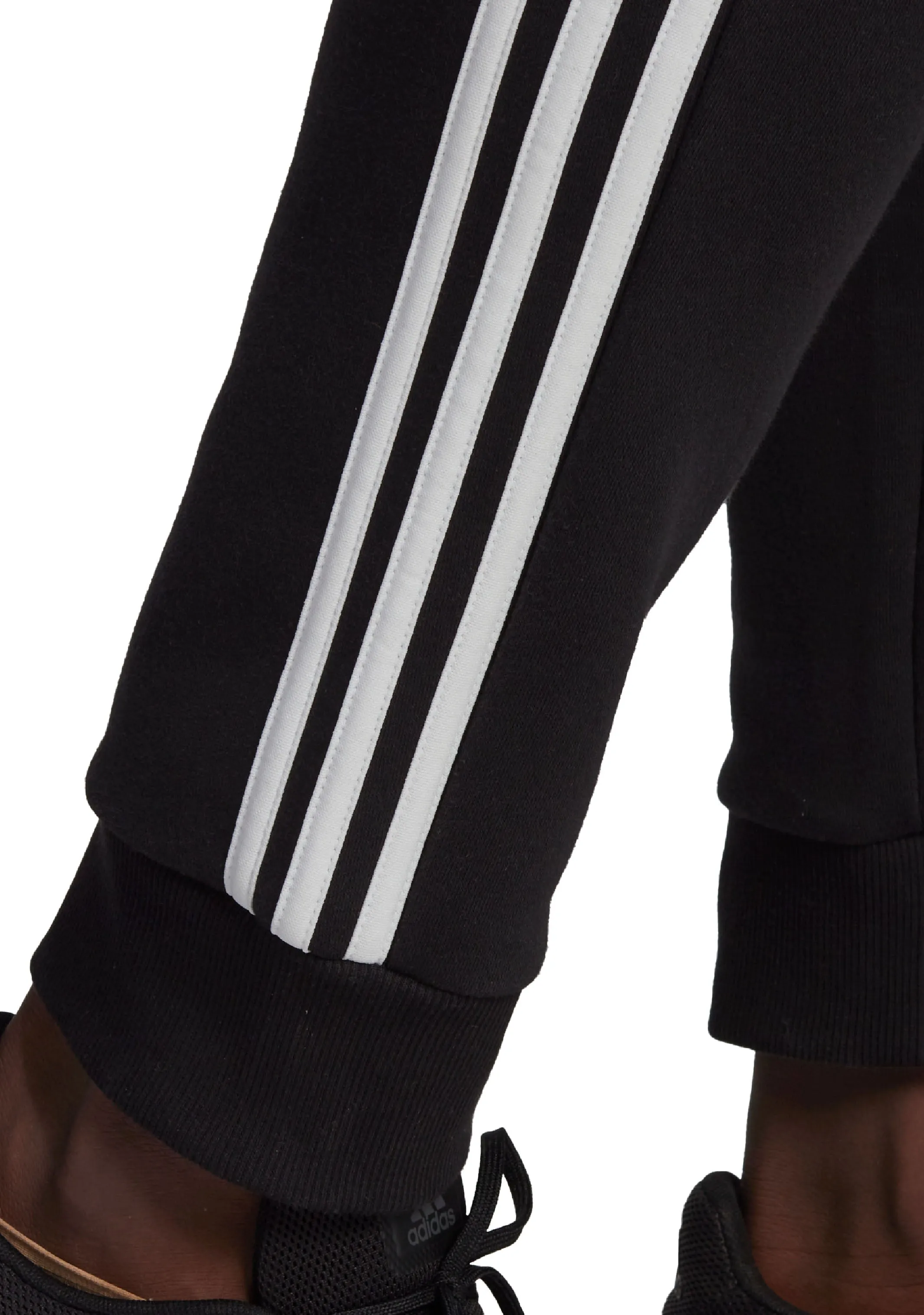 Adidas Mens Essentials Fleece Tapered Cuffed 3-Stripes Joggers <br> HL6880