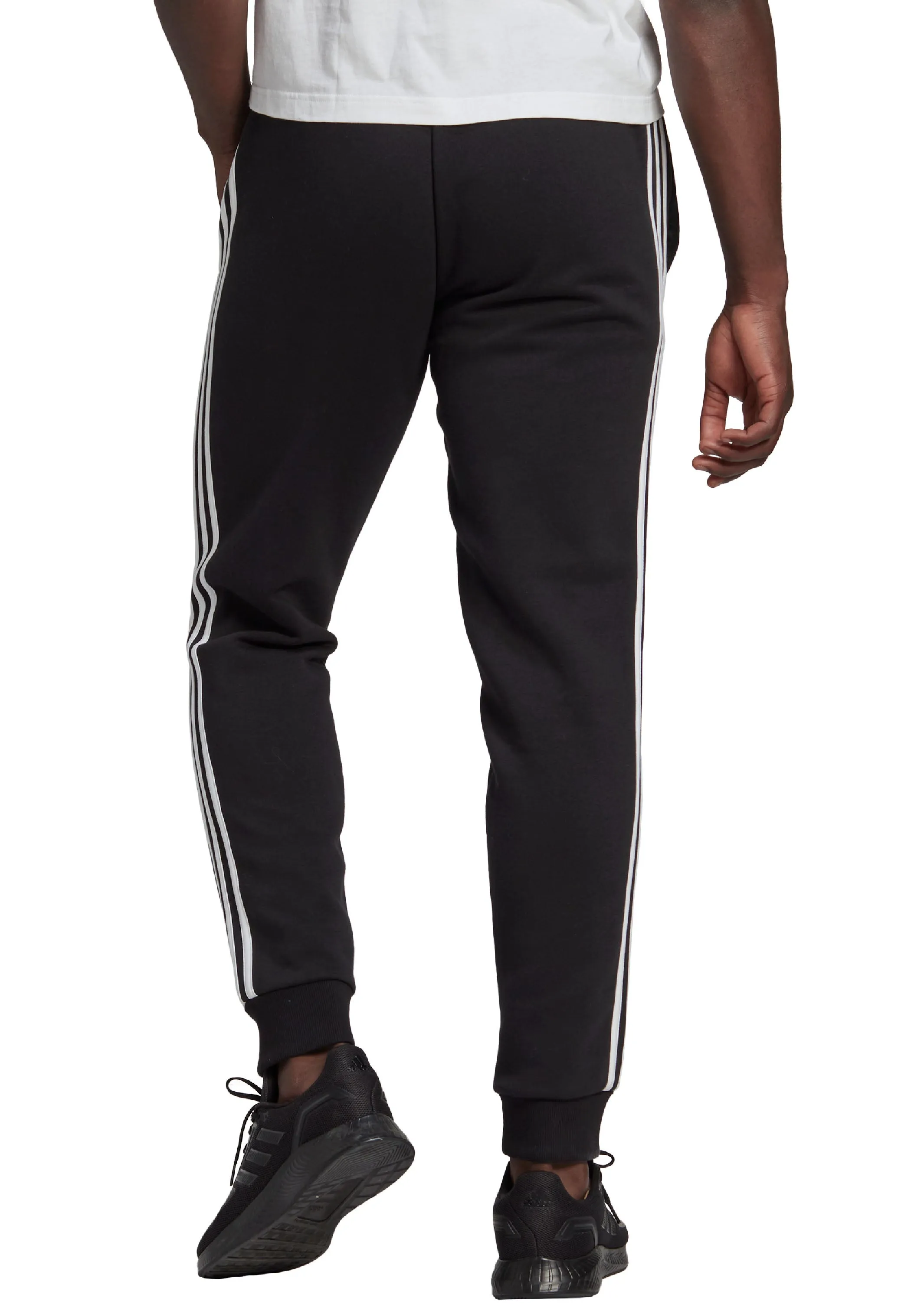 Adidas Mens Essentials Fleece Tapered Cuffed 3-Stripes Joggers <br> HL6880