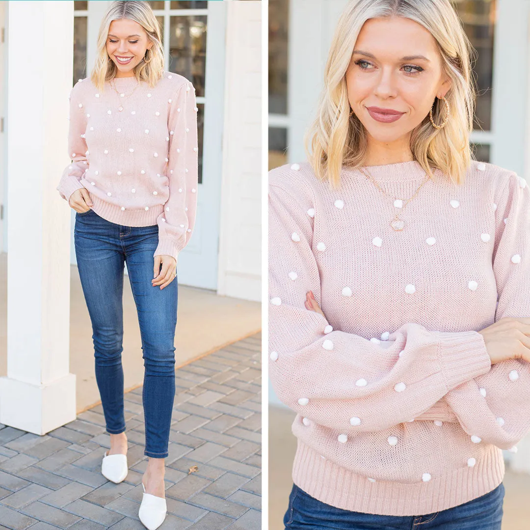 All That You Need Blush Pink Pompom Sweater