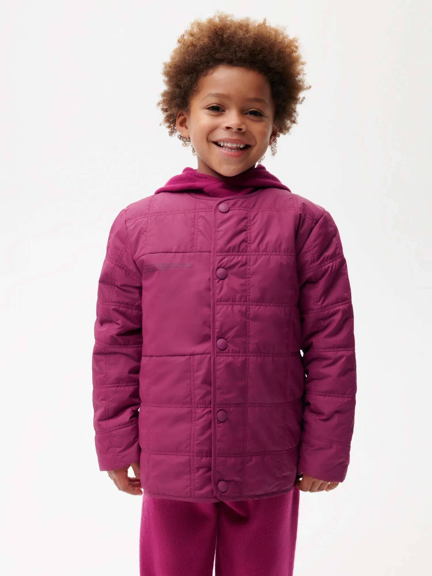 Archive Kid’s Flower-Warmth Quilted Collarless Jacket—plum purple