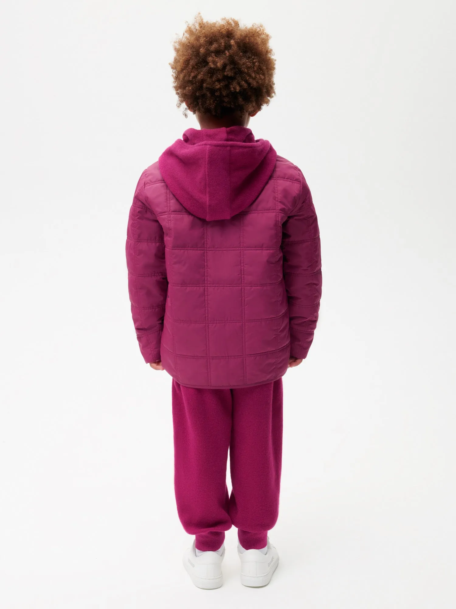 Archive Kid’s Flower-Warmth Quilted Collarless Jacket—plum purple