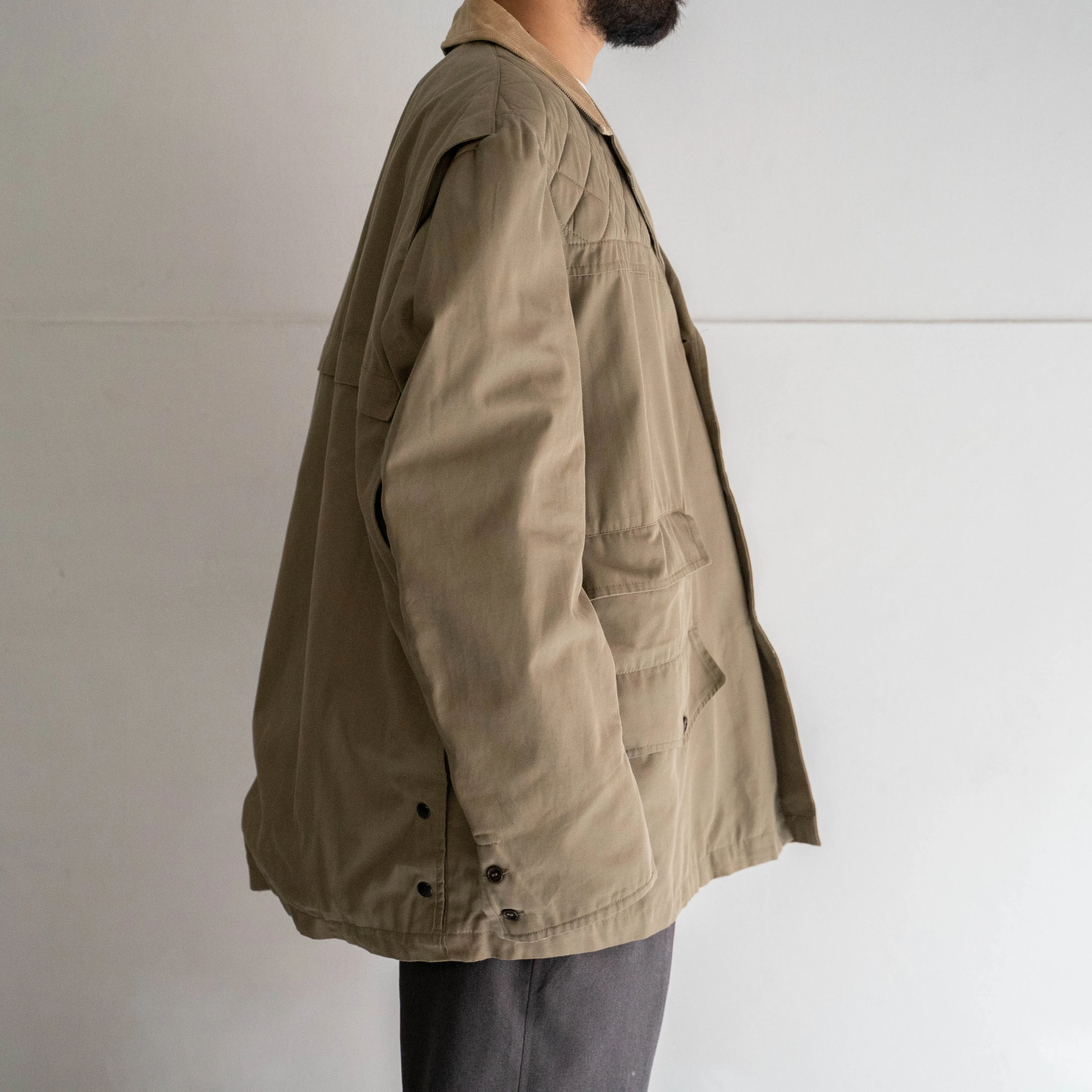 around 1970s Italy beige color hunting jacket -corduroy switching- 'mint condition'