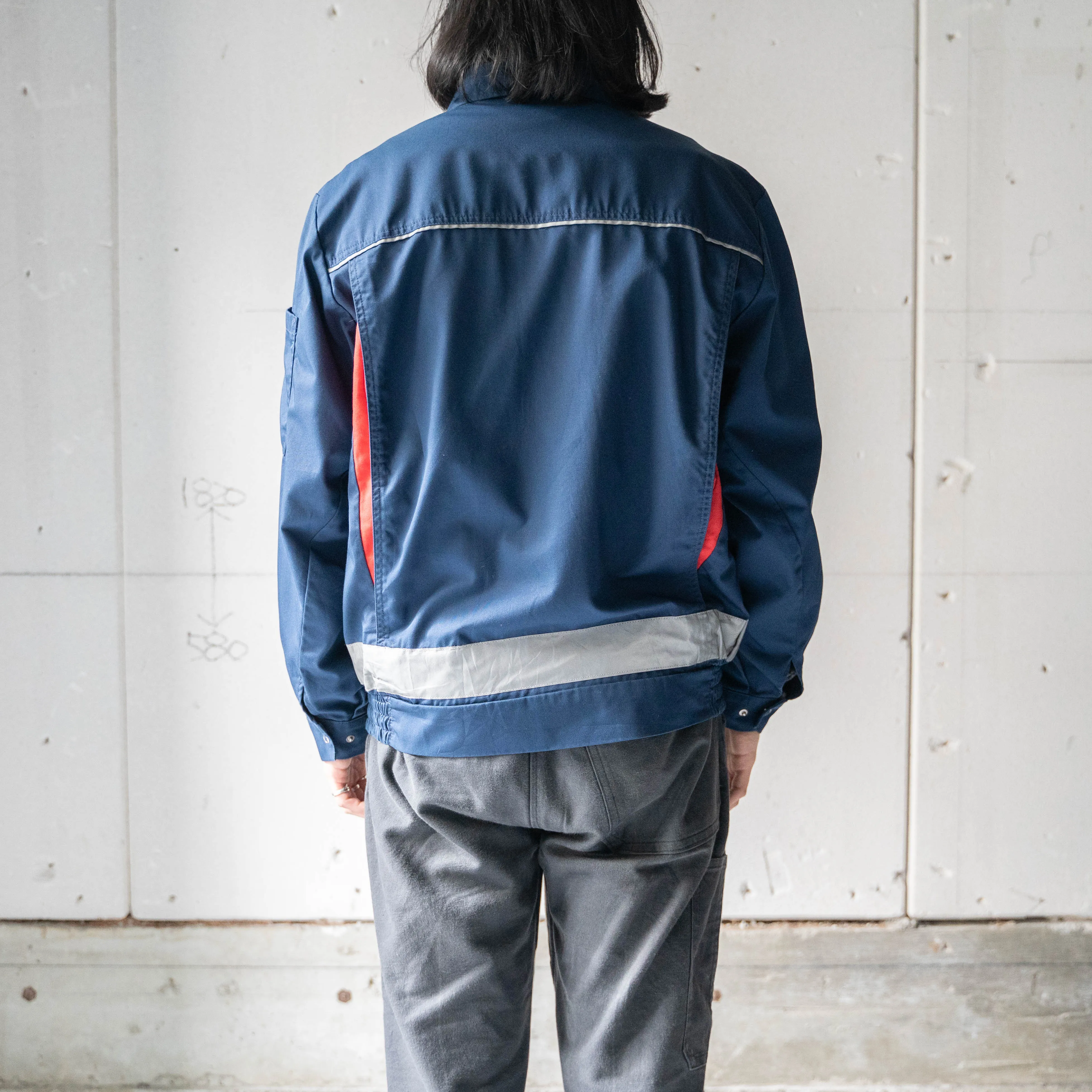 around 1980s Germany navy × red work jacket