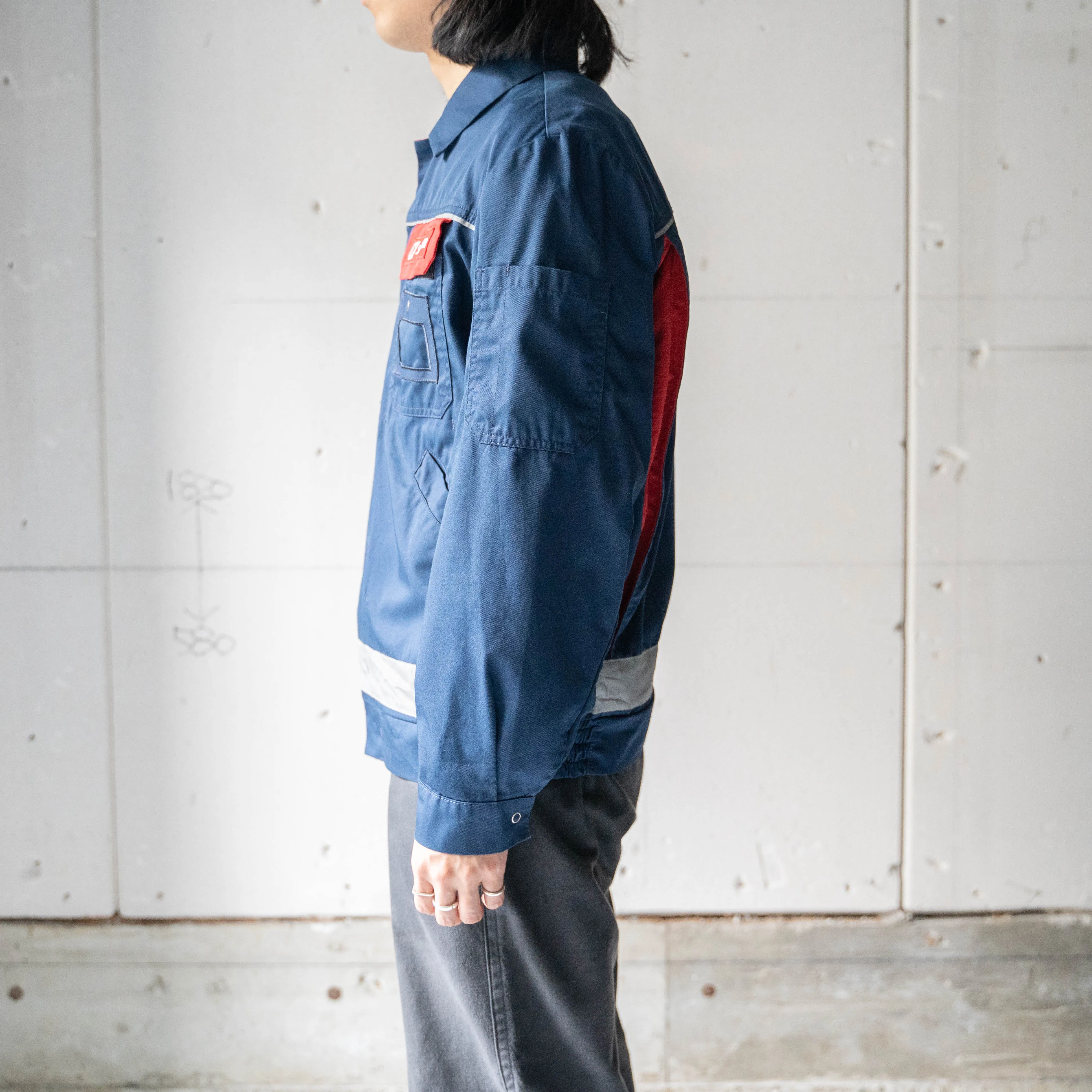 around 1980s Germany navy × red work jacket