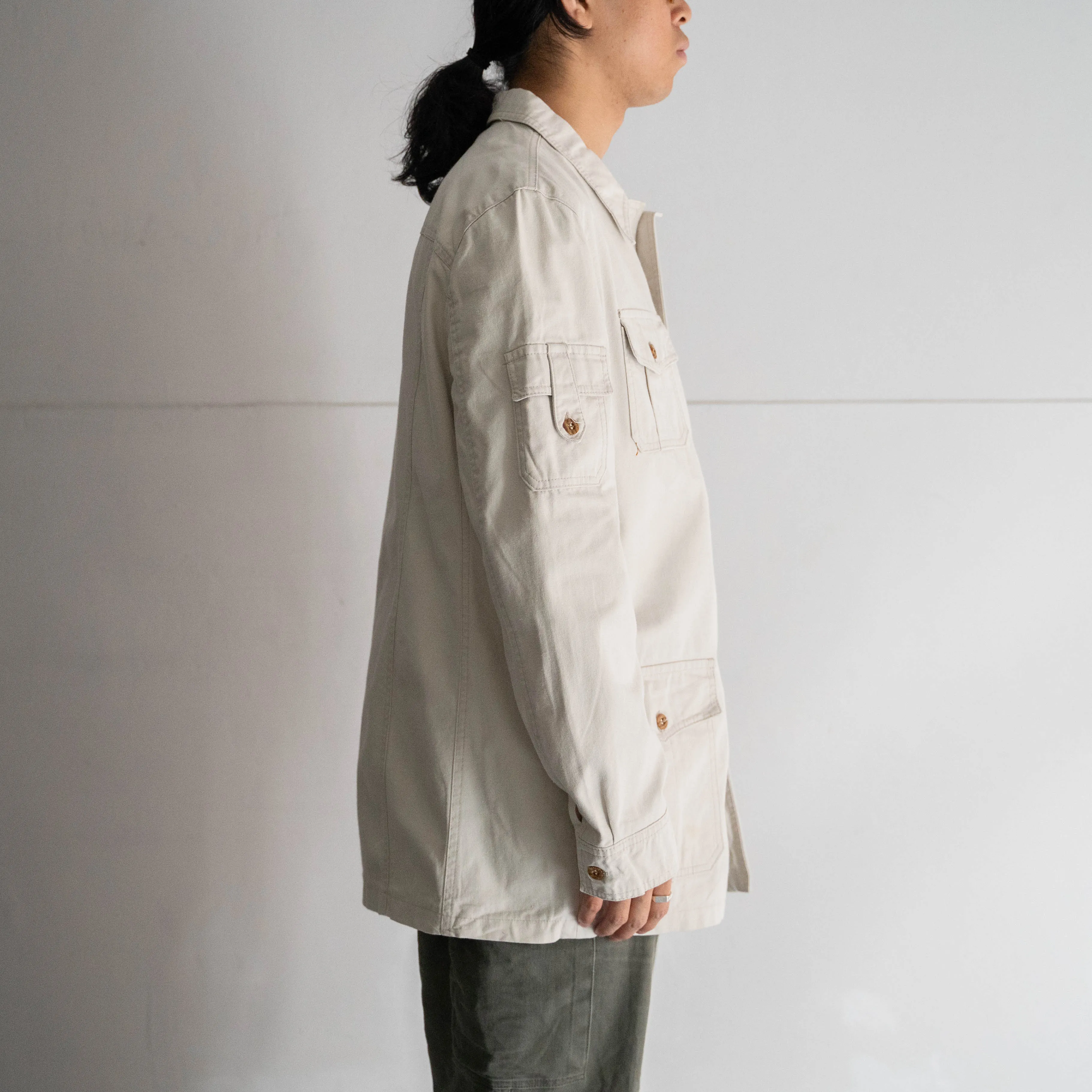 around 1980s off white safari shirt jacket 'made in france'