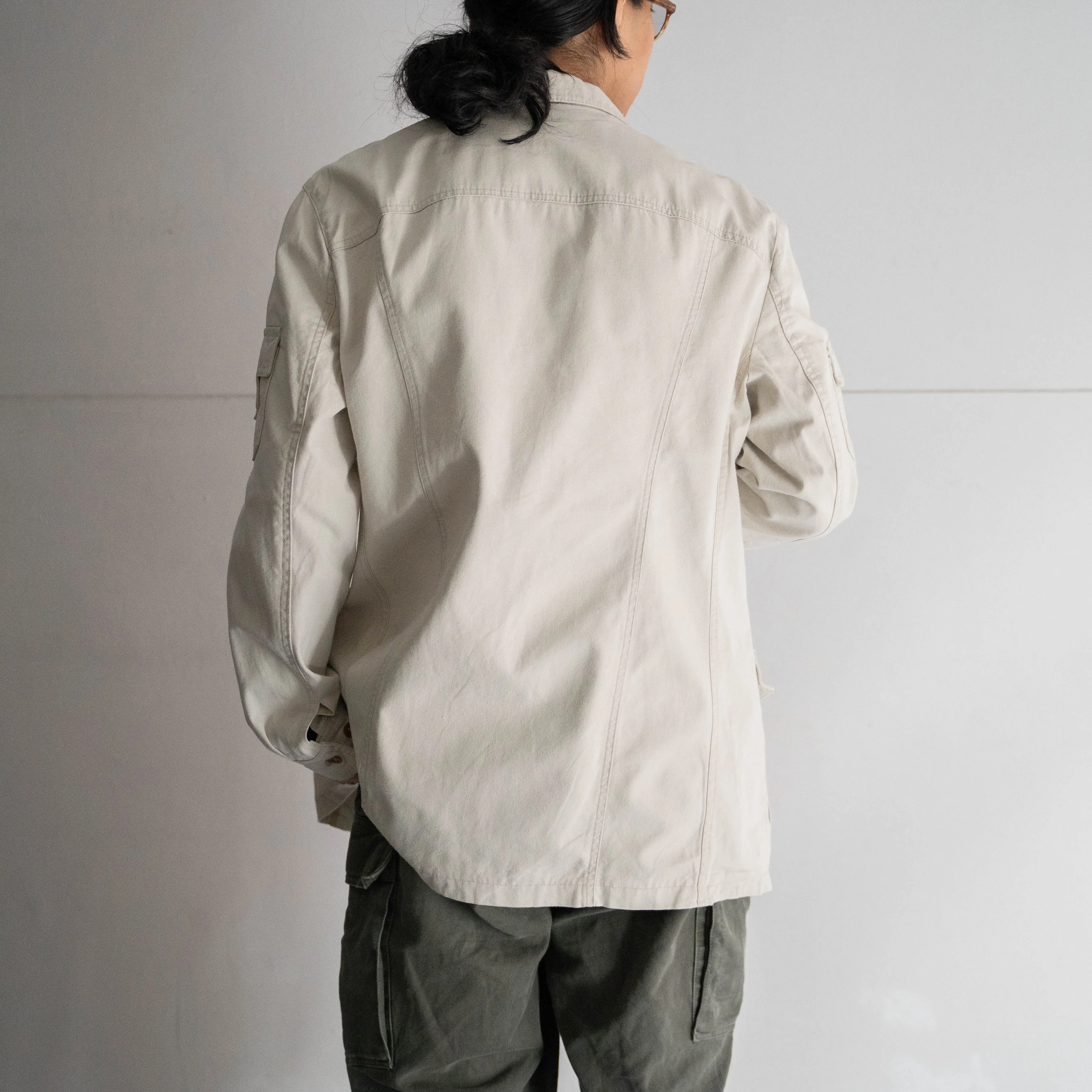 around 1980s off white safari shirt jacket 'made in france'