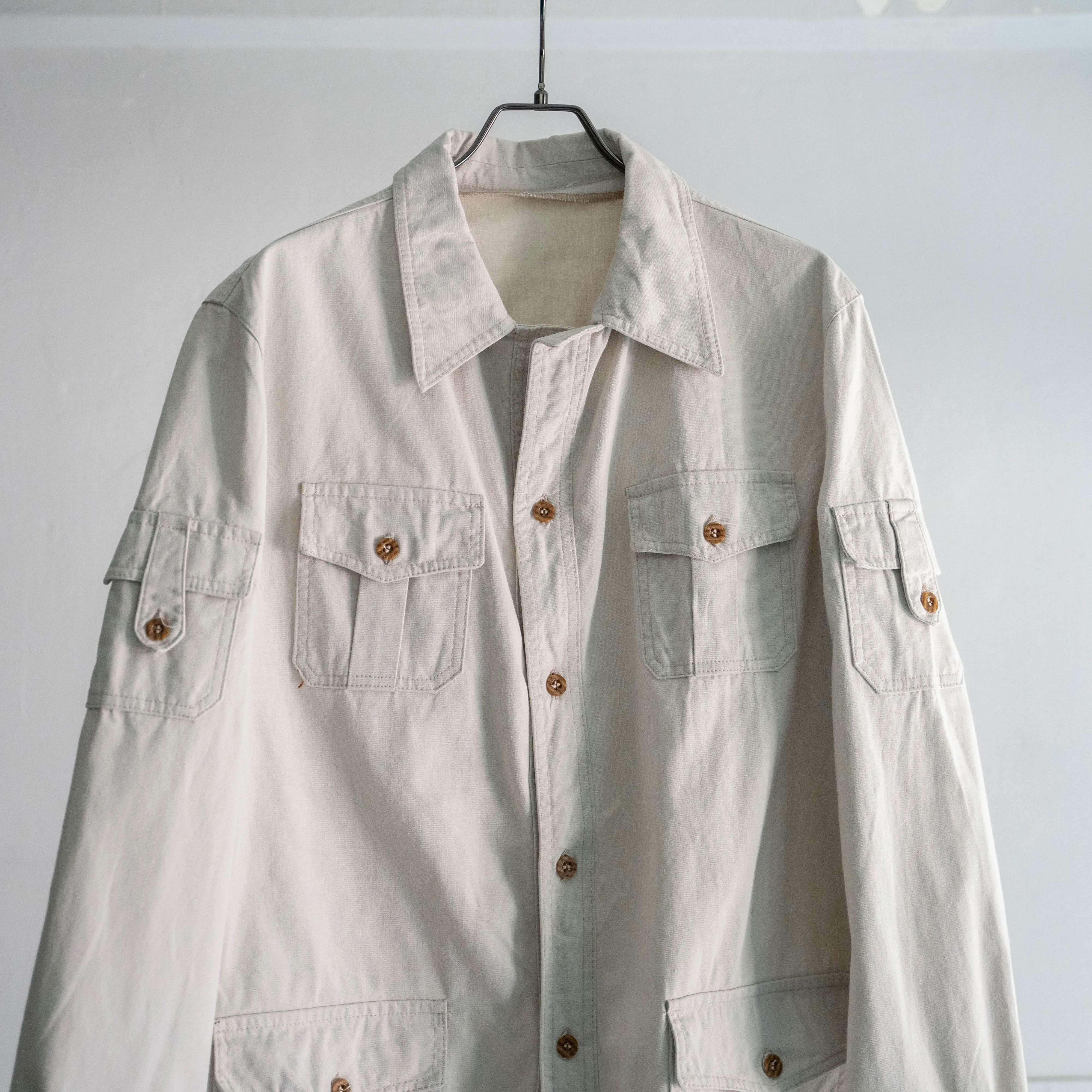 around 1980s off white safari shirt jacket 'made in france'