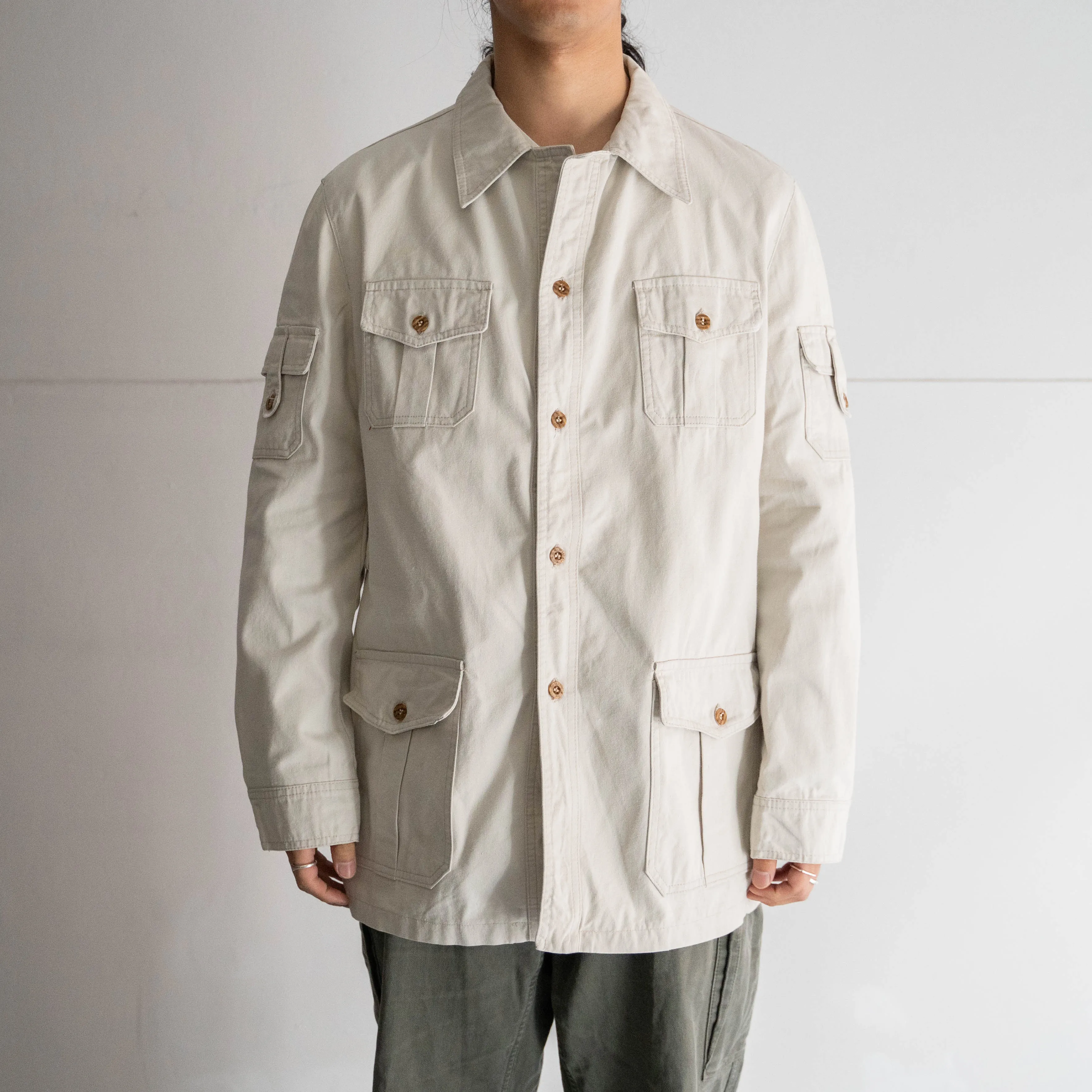 around 1980s off white safari shirt jacket 'made in france'