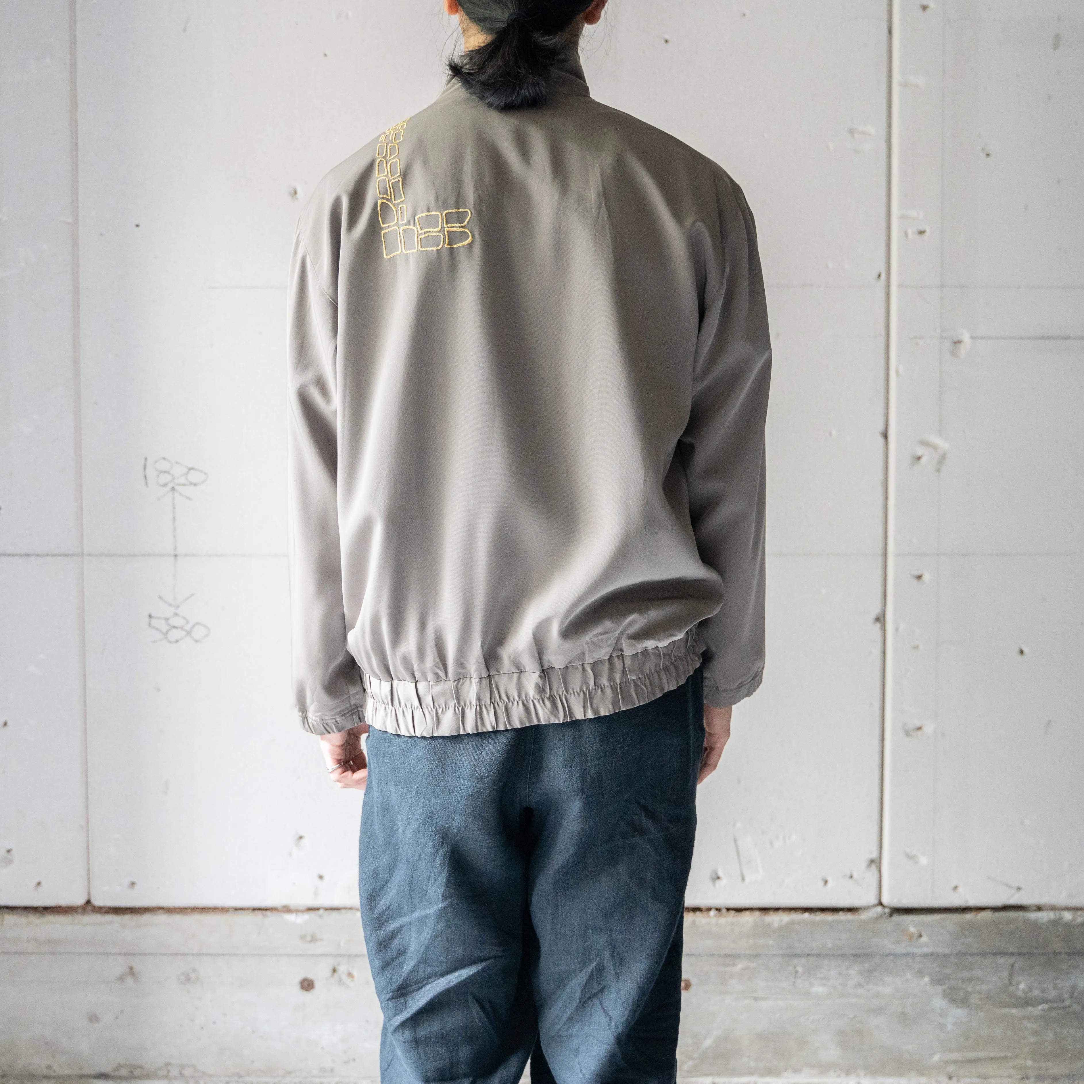 around 1990s olive gray embroidery design jacket