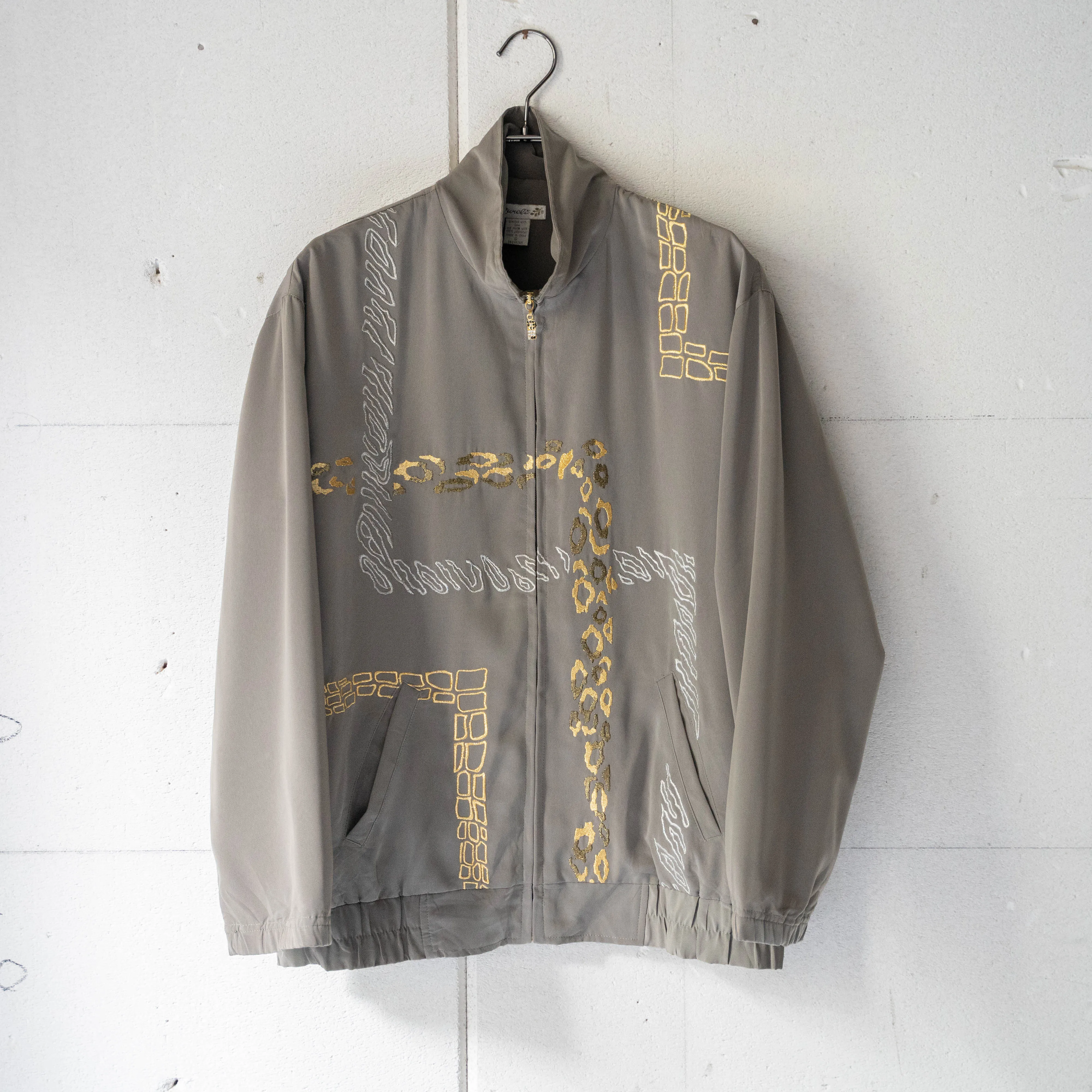 around 1990s olive gray embroidery design jacket