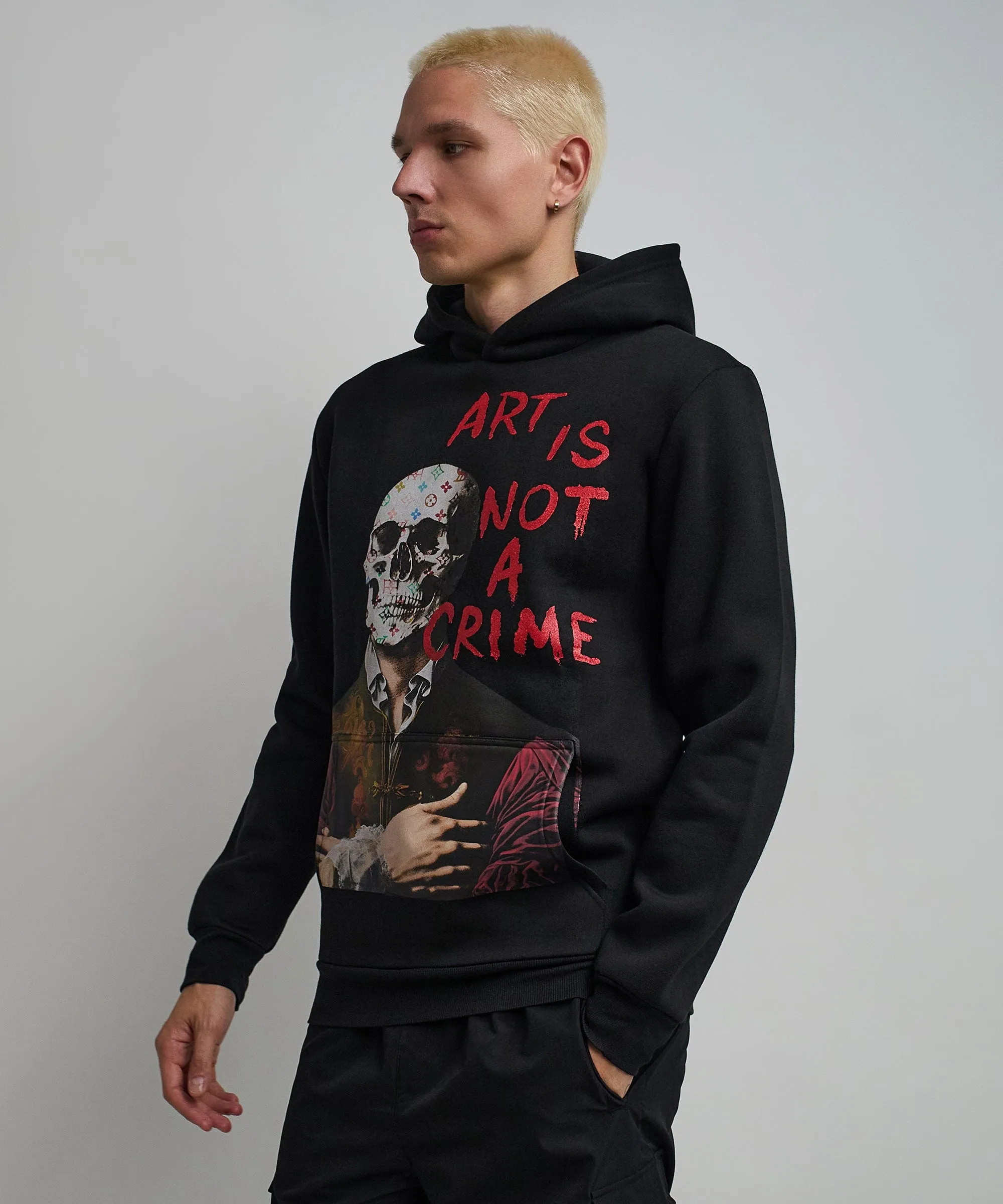 Art Is Not A Crime Graphic Print Hoodie - Black