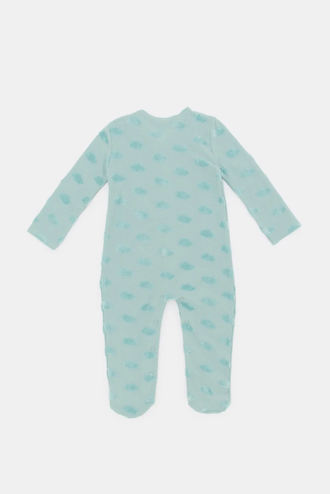 Babies Teal Printed Sleepsuit