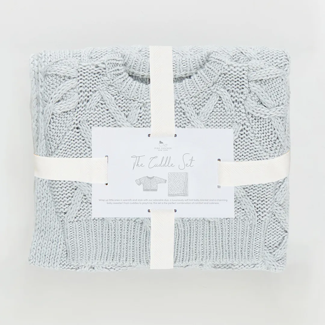 Baby Cuddle Blanket and Sweater Set - Gray