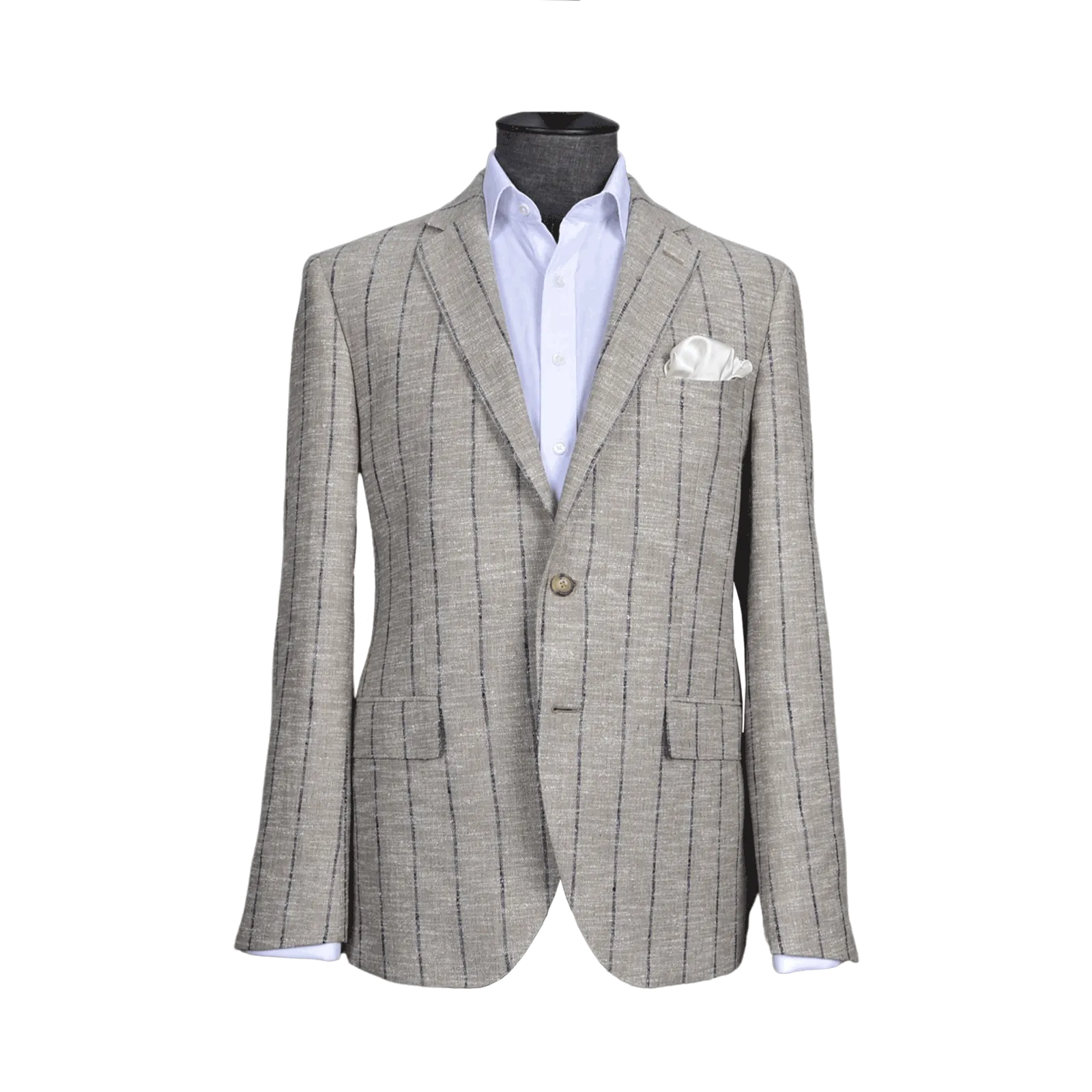 BEIGE AND BLACK CHALK PINSTRIPE