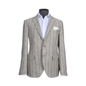 BEIGE AND BLACK CHALK PINSTRIPE