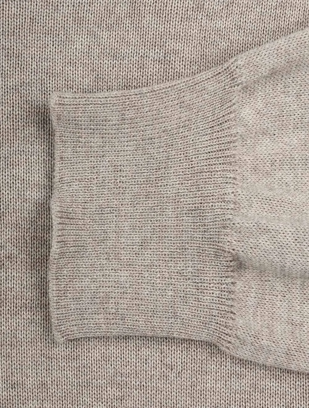 Beige Crew Neck with Patch Merino Wool Jumper