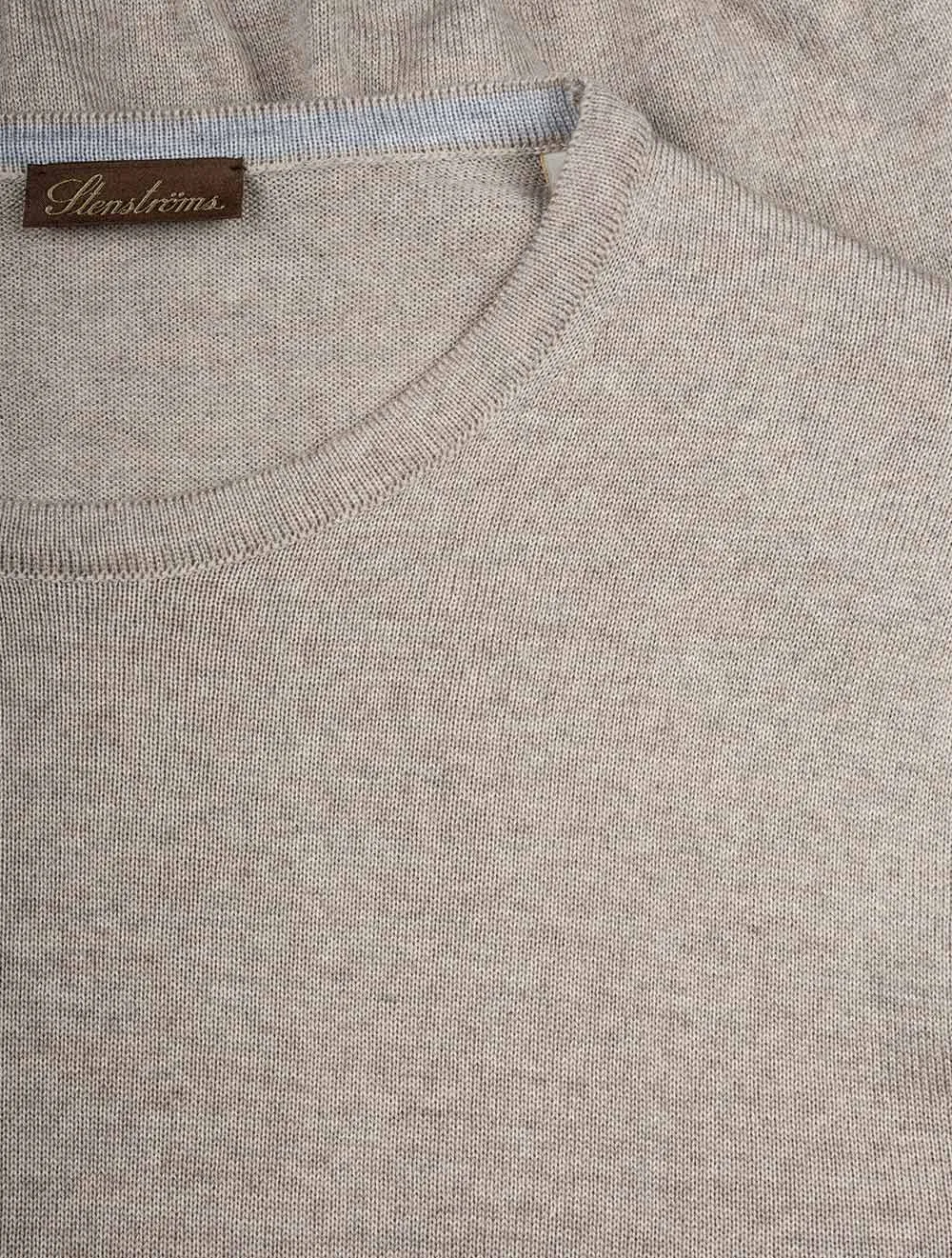 Beige Crew Neck with Patch Merino Wool Jumper