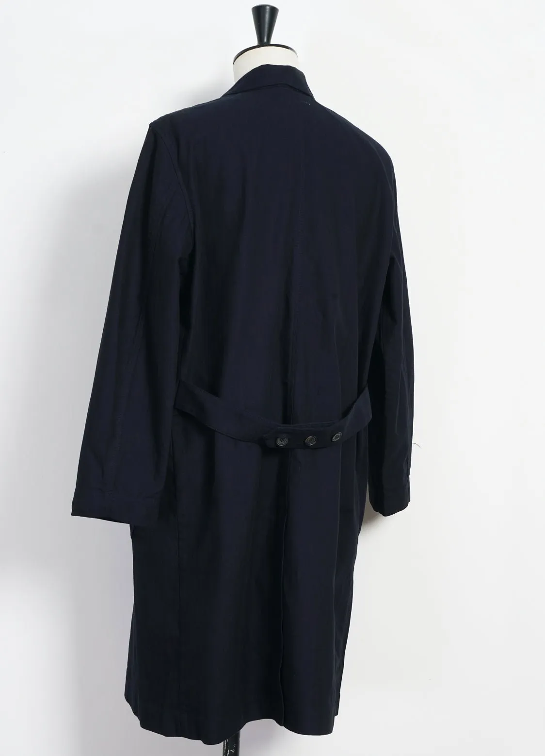 BIRGER | Long Work Coat | Indigo Herringbone