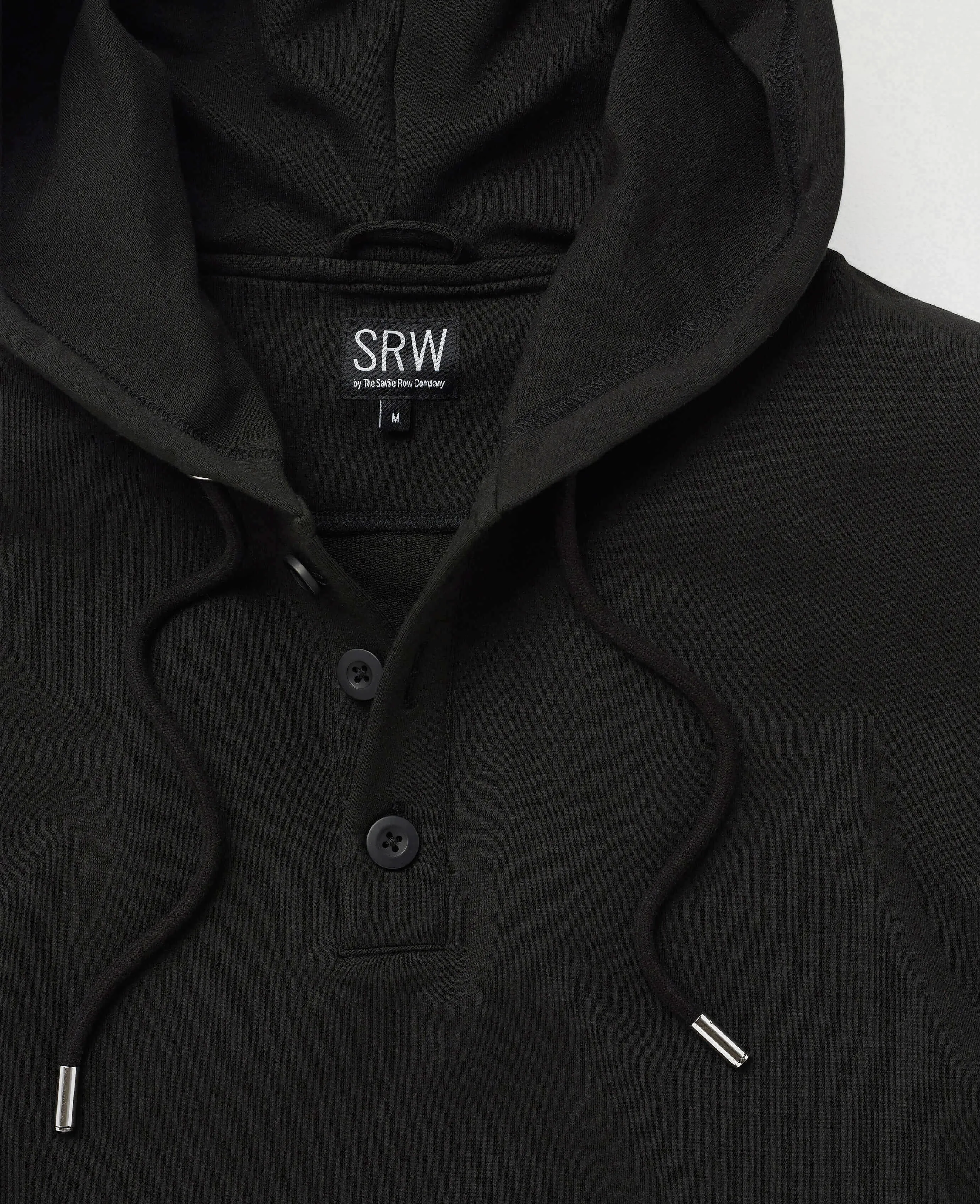 Black Stretch Cotton Blend Hoodie