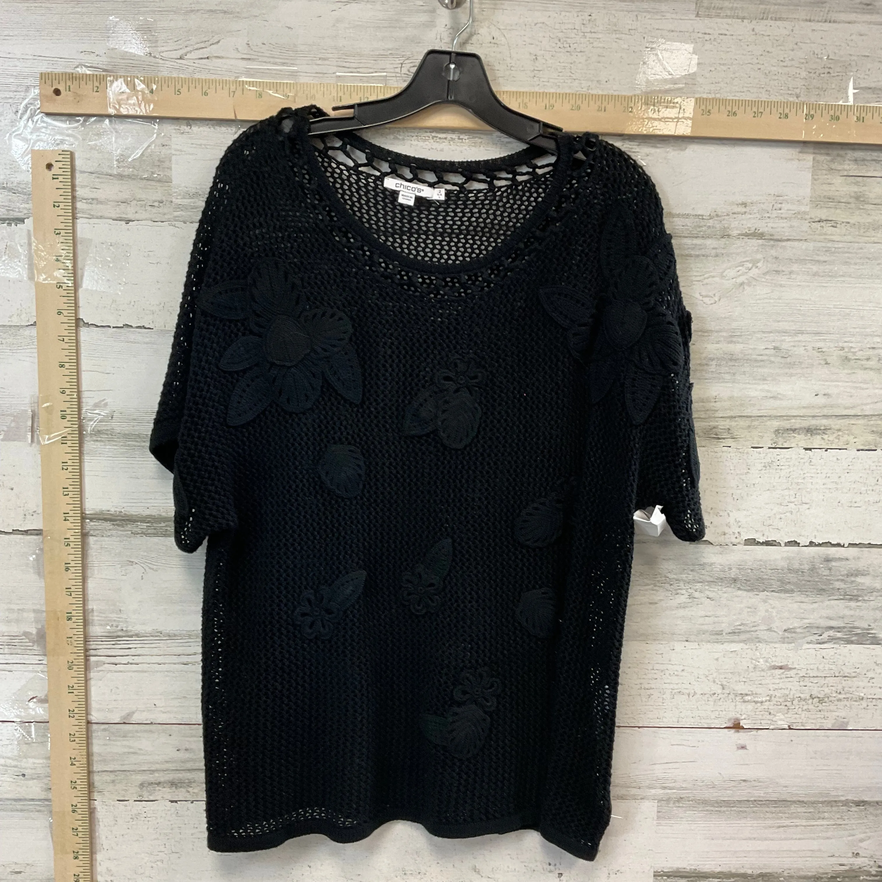 Black Sweater Short Sleeve Chicos, Size L