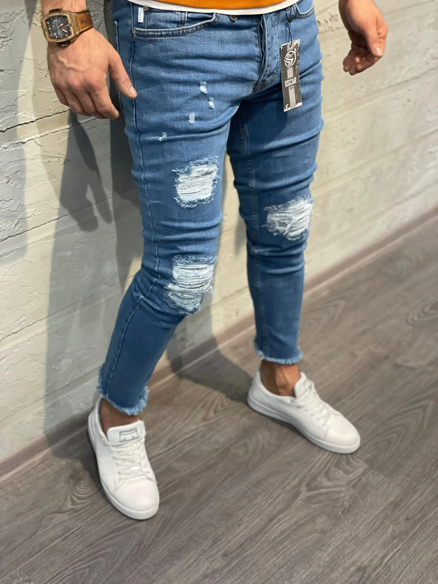 Blue Ripped Skinny Jeans DD61