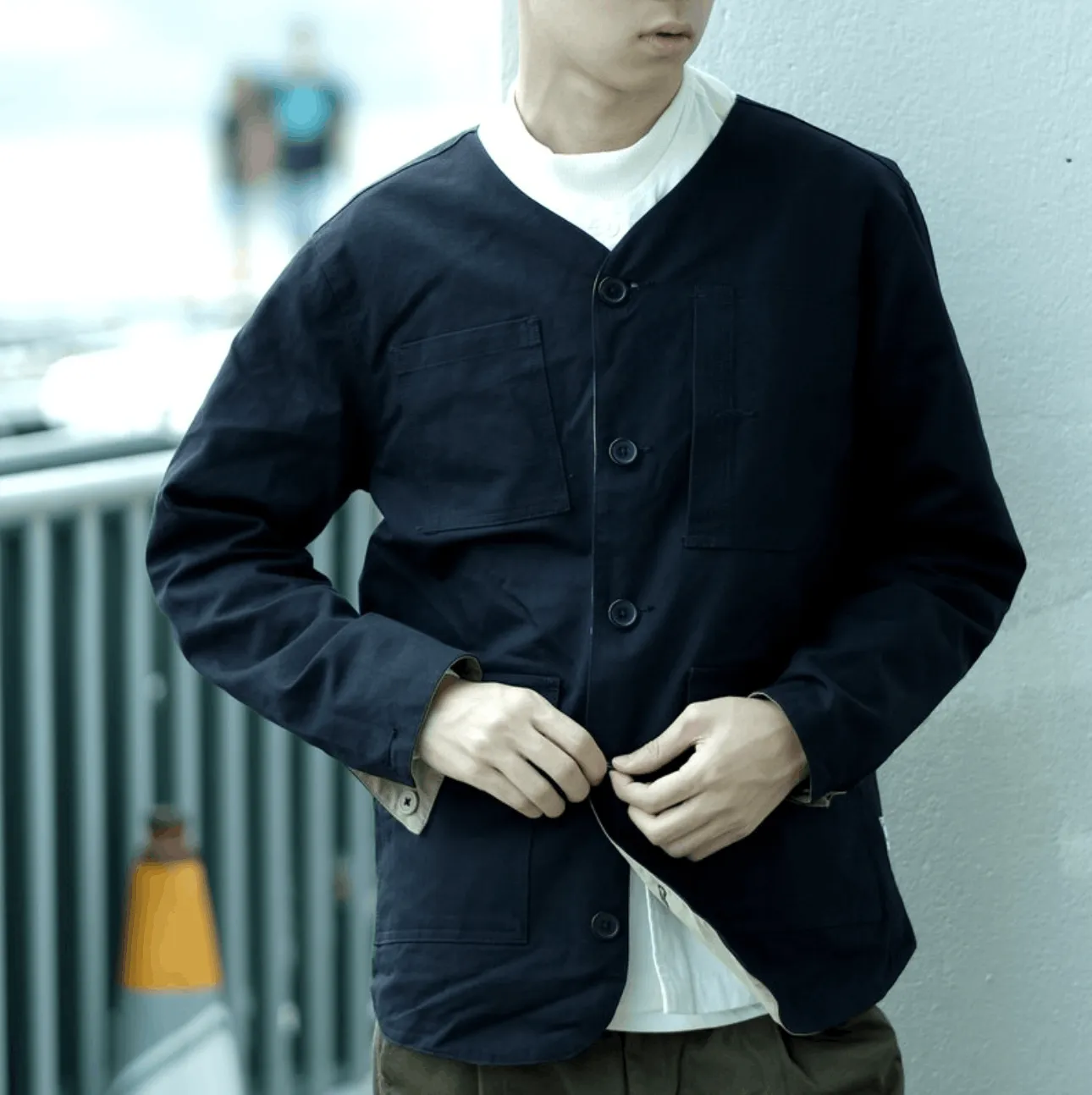 Boysnextdoor Reversible Jacket Navy and Beige