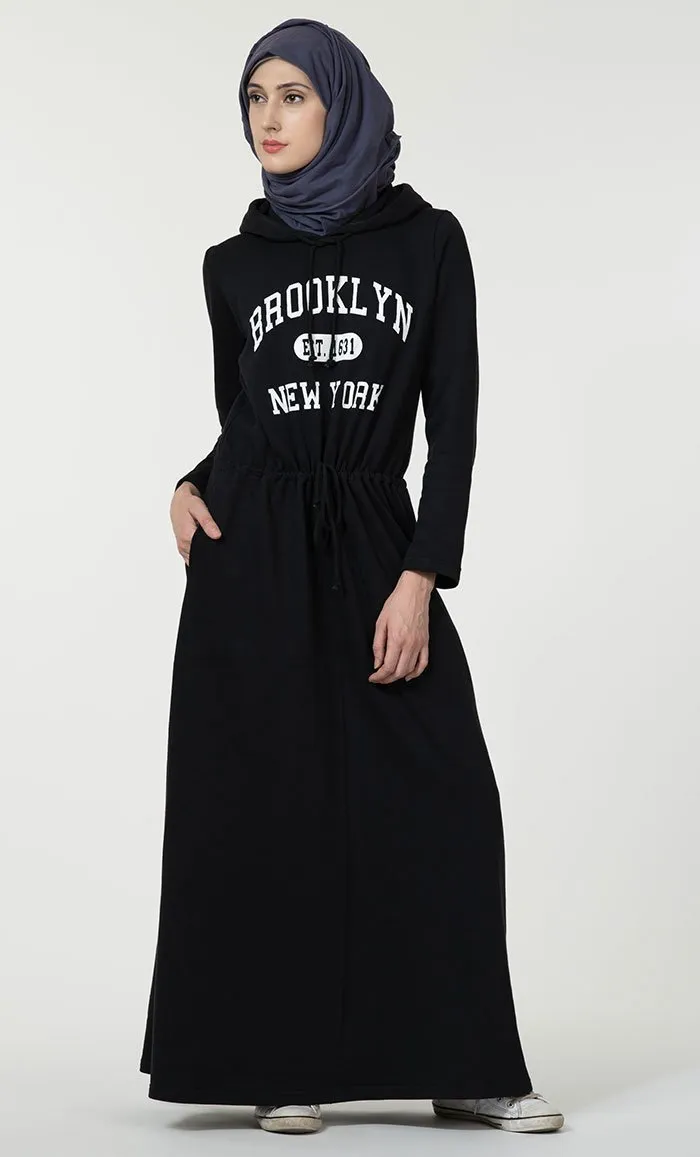 Brooklyn New York Hoodie Abaya dress