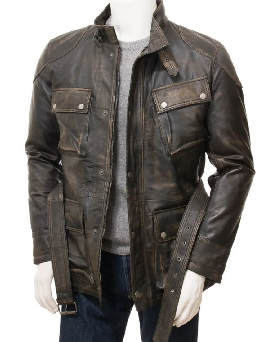 Brown Leather Jacket Distressed