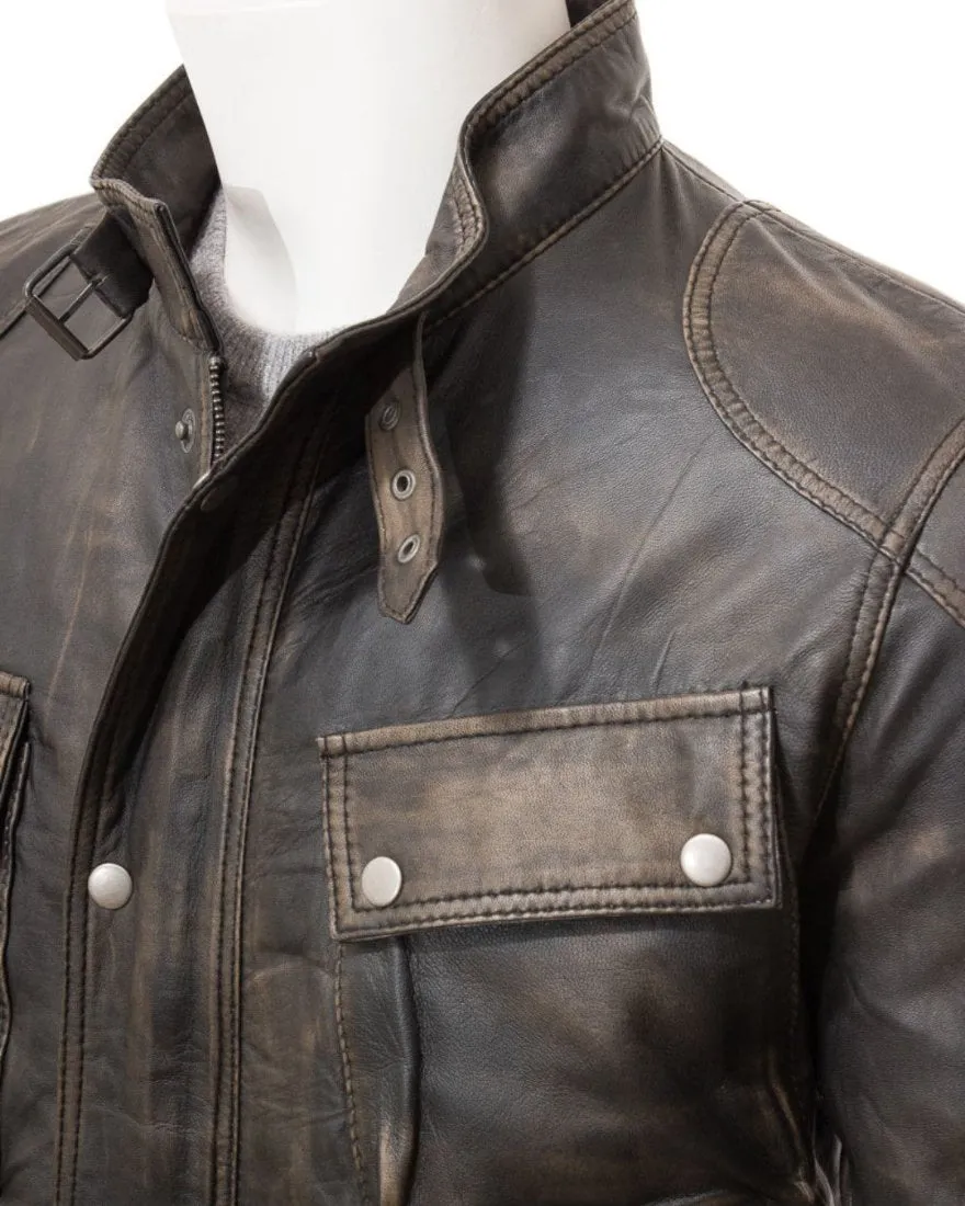 Brown Leather Jacket Distressed