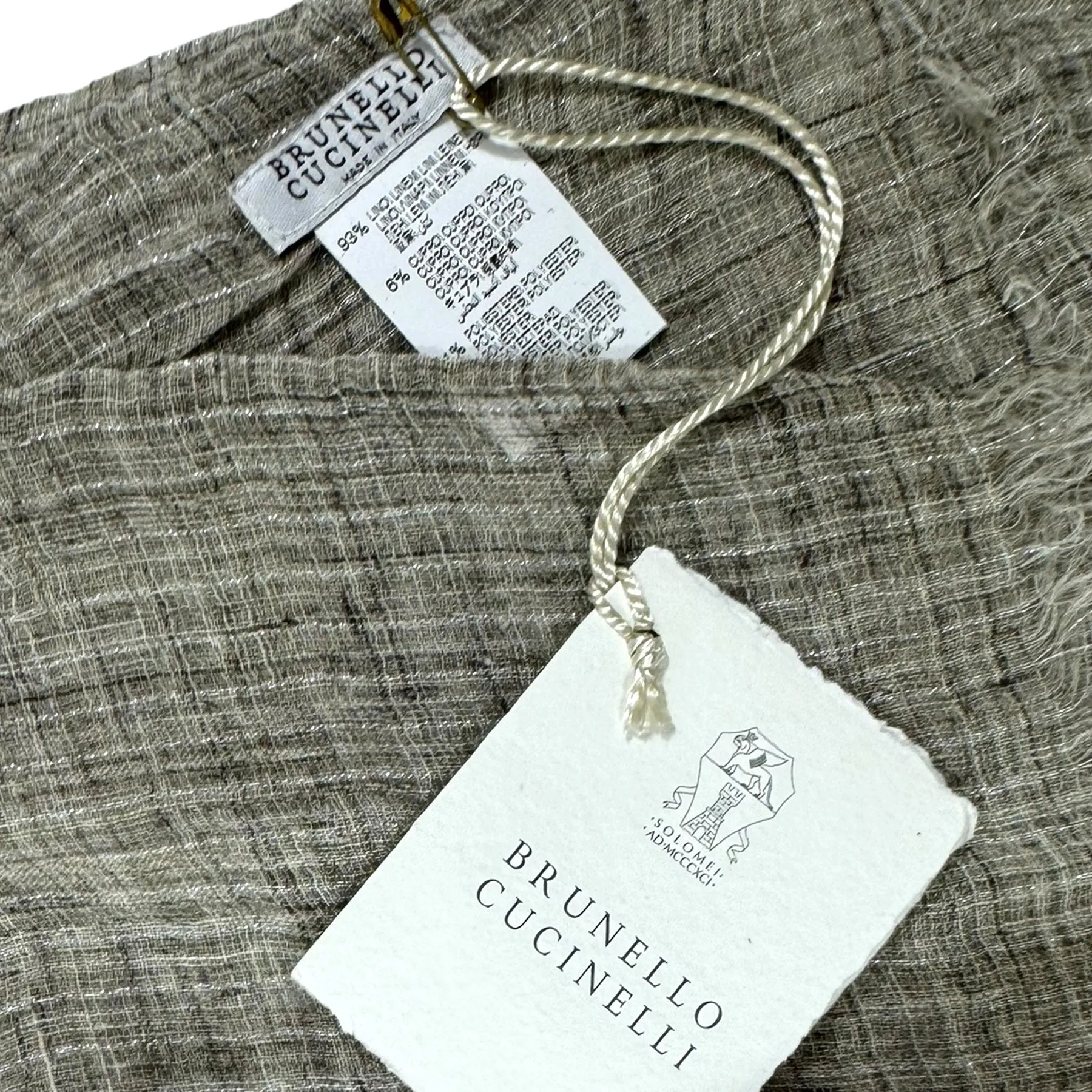 Brunello Cucinelli Linen Scarf Gray Blend - Extra Long Women Shawl