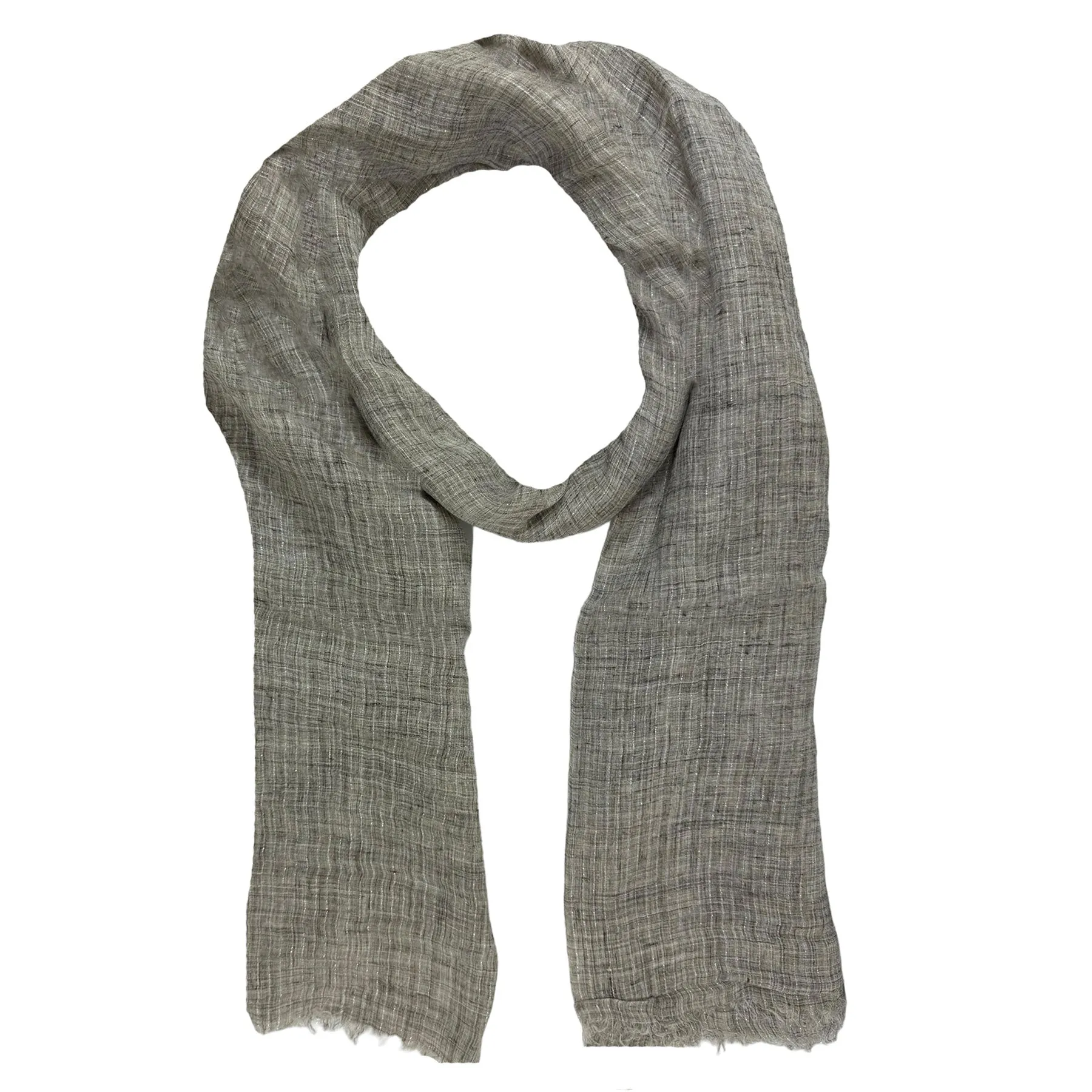 Brunello Cucinelli Linen Scarf Gray Blend - Extra Long Women Shawl