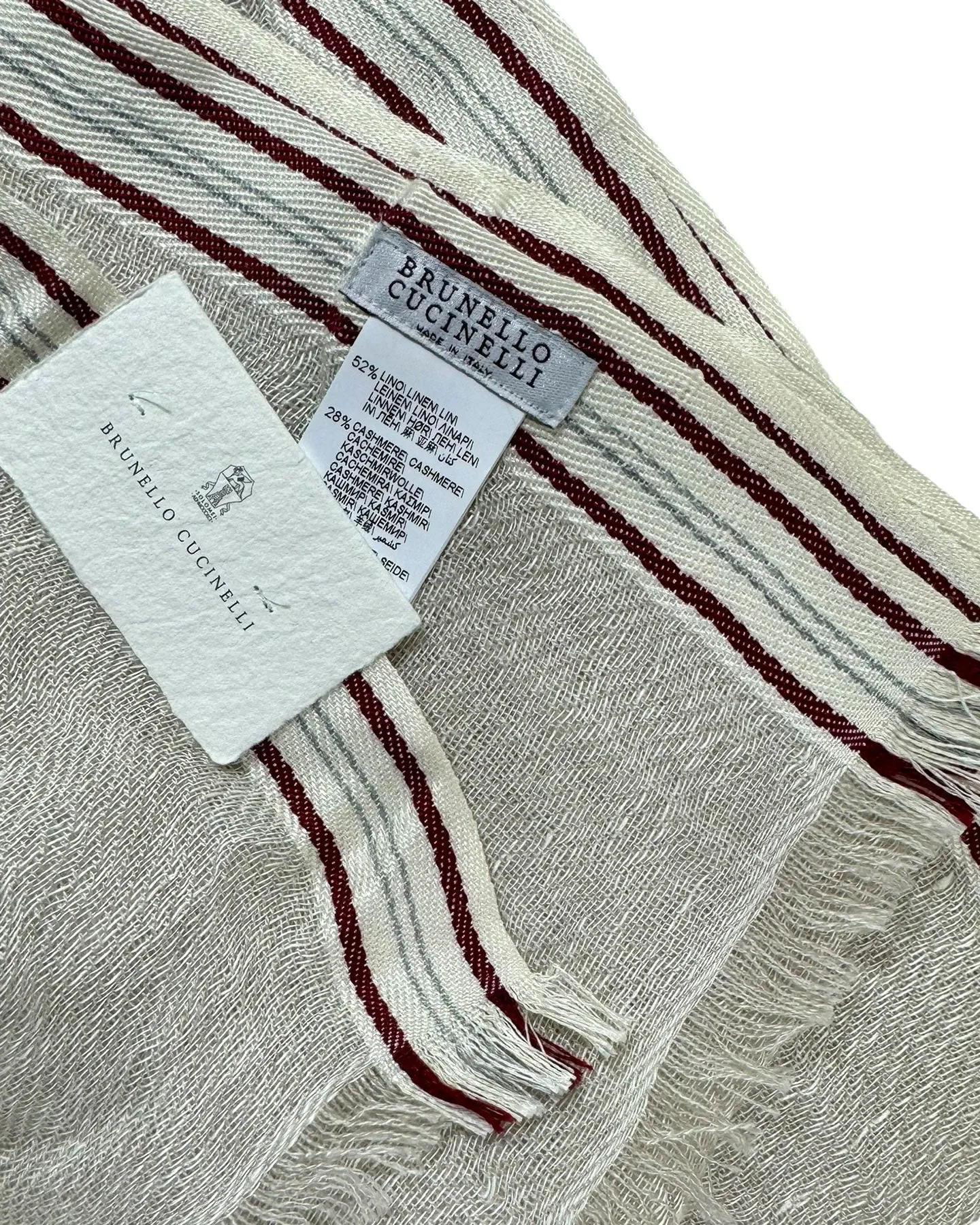 Brunello Cucinelli Scarf Beige Linen Cashmere Silk Men Shawl 2024 Collection SALE