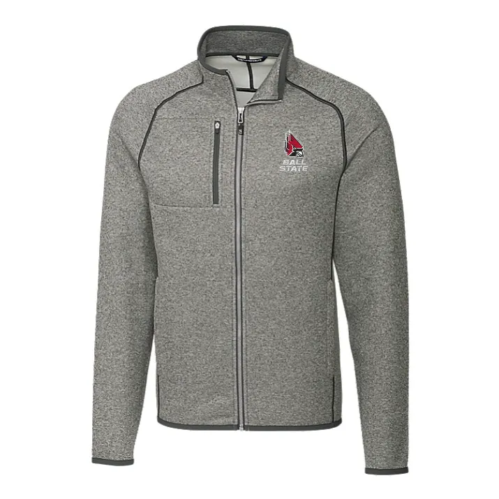 BSU Cardinals Men's Cutter &amp; Buck Mailsail Sweater Knit Full-Zip Jacket