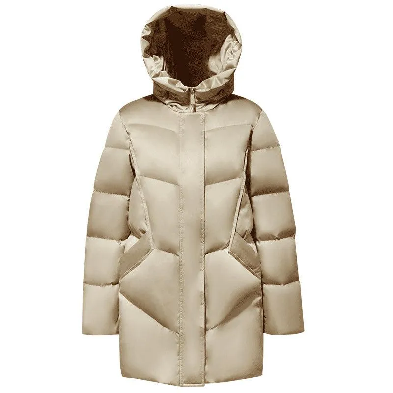 Camel Hooded Goose Down Jacket