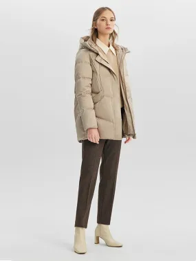 Camel Hooded Goose Down Jacket