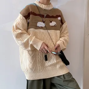 Cartoon Sheep Pullover Knitted Sweater