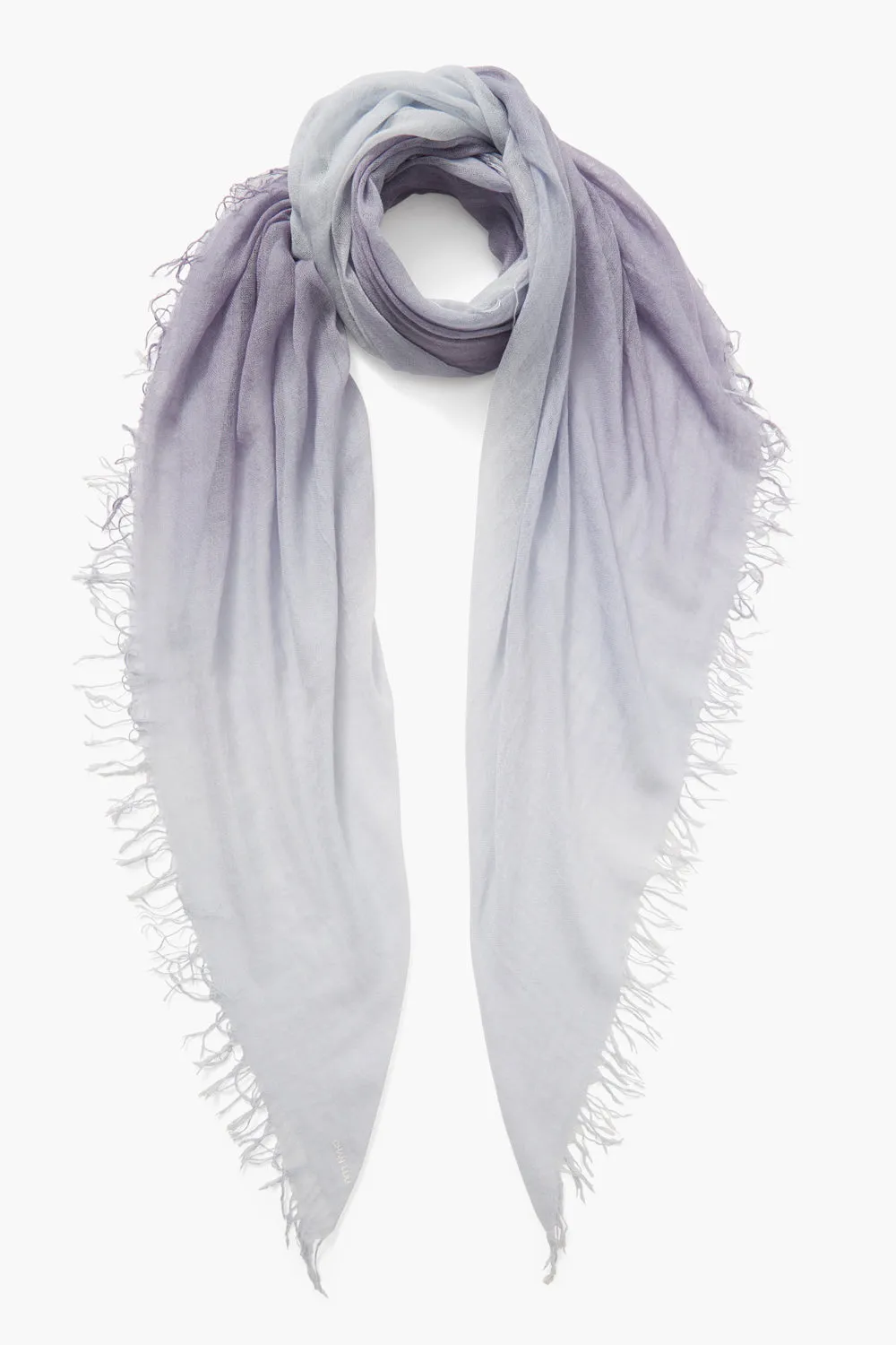 Cashmere and Silk Scarf Blue Granite Dip Dyed