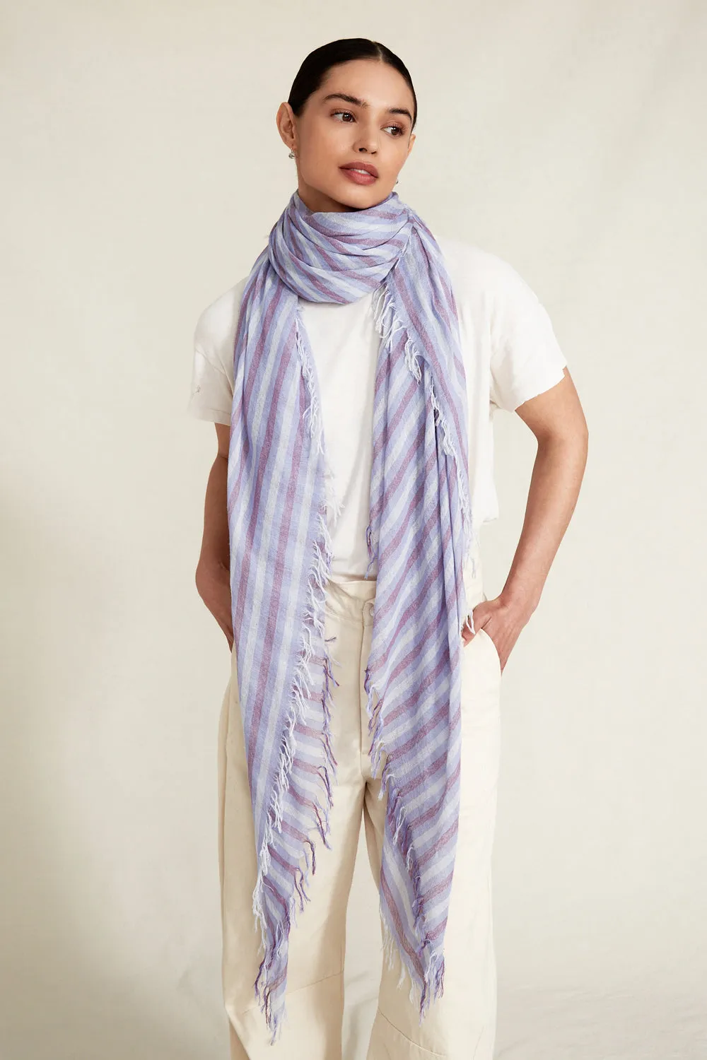 Cashmere and Silk Scarf Periwinkle Linea